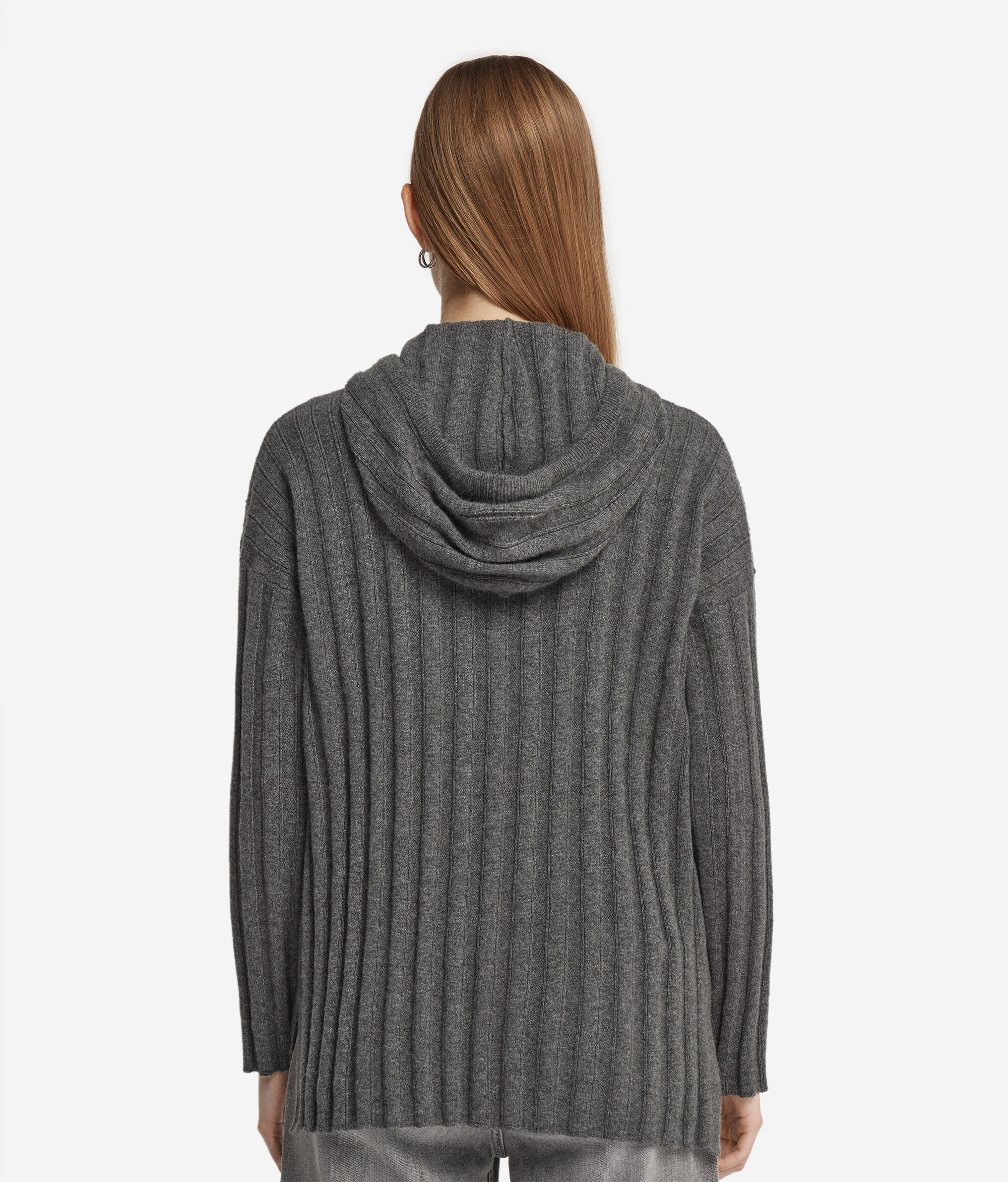 Sudadera en punto canalé de cashmere ultrasoft