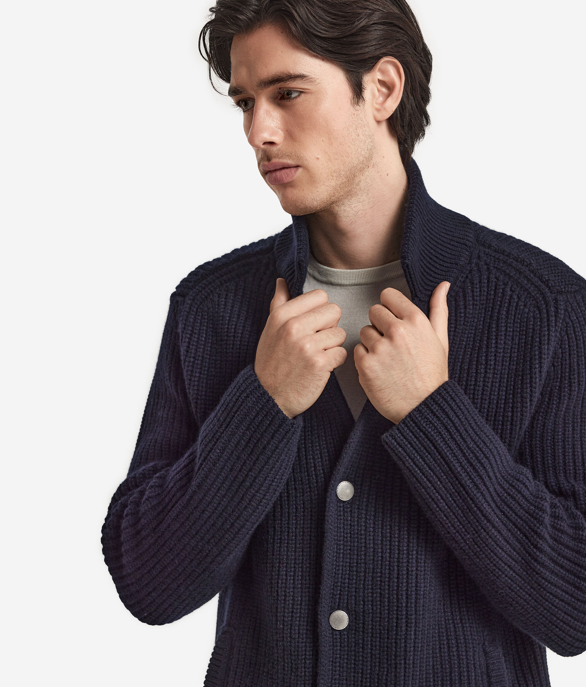 Casaco de Malha Canelada em Ultrasoft Cashmere