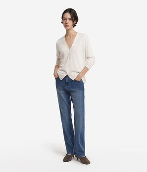 Cardigan com Decote em V em Ultrafine Cashmere