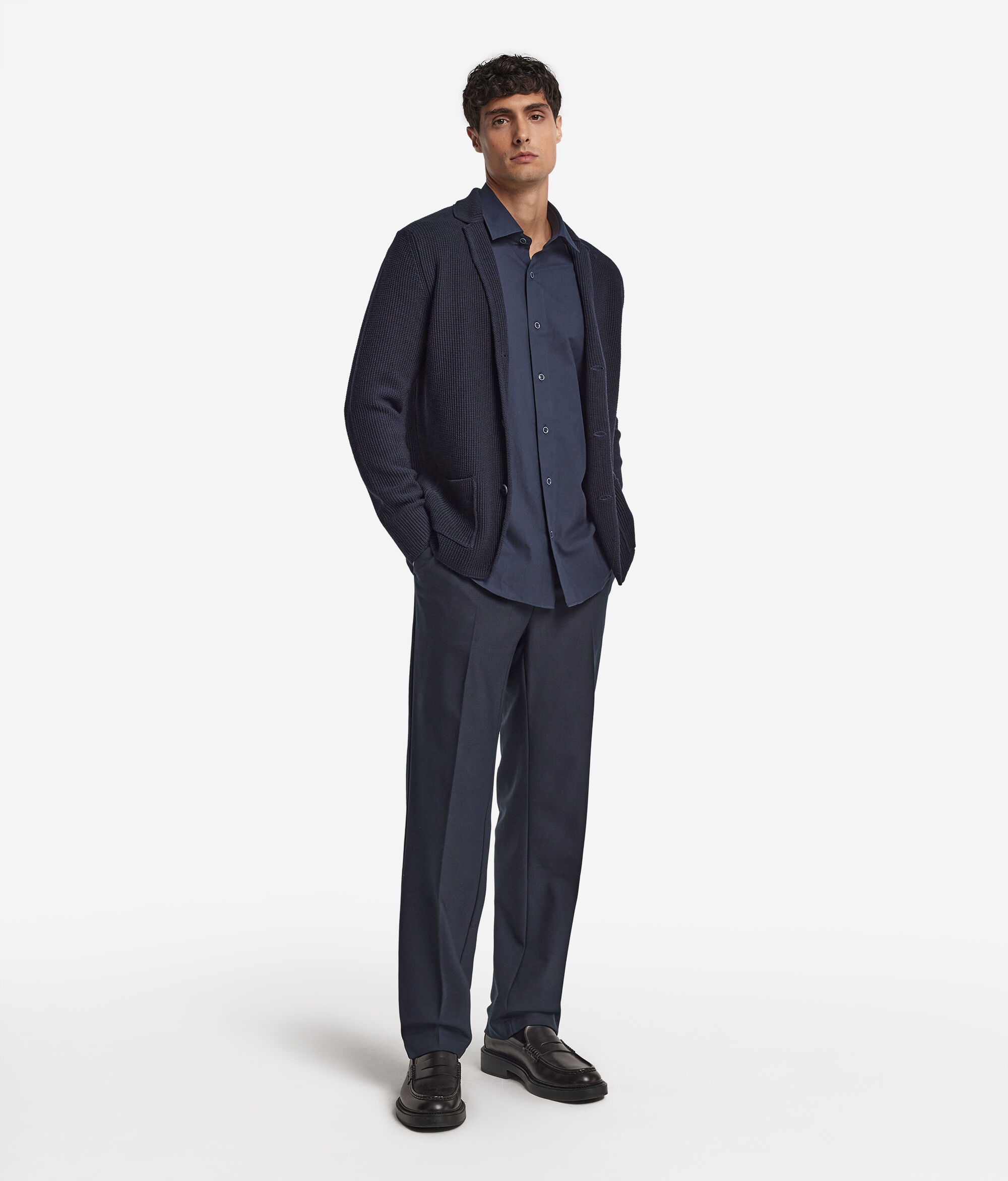 Moss stitch wool jacket
