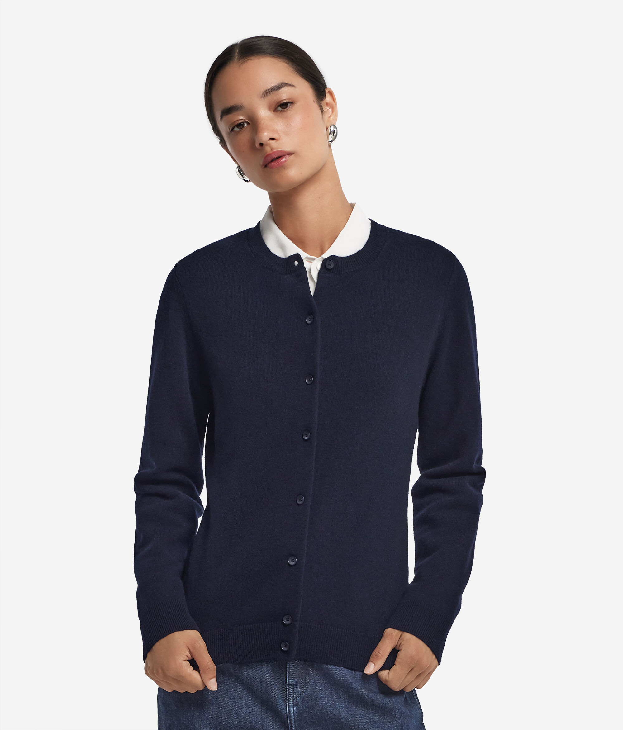 Ultrasoft Cashmere Round-Neck Cardigan