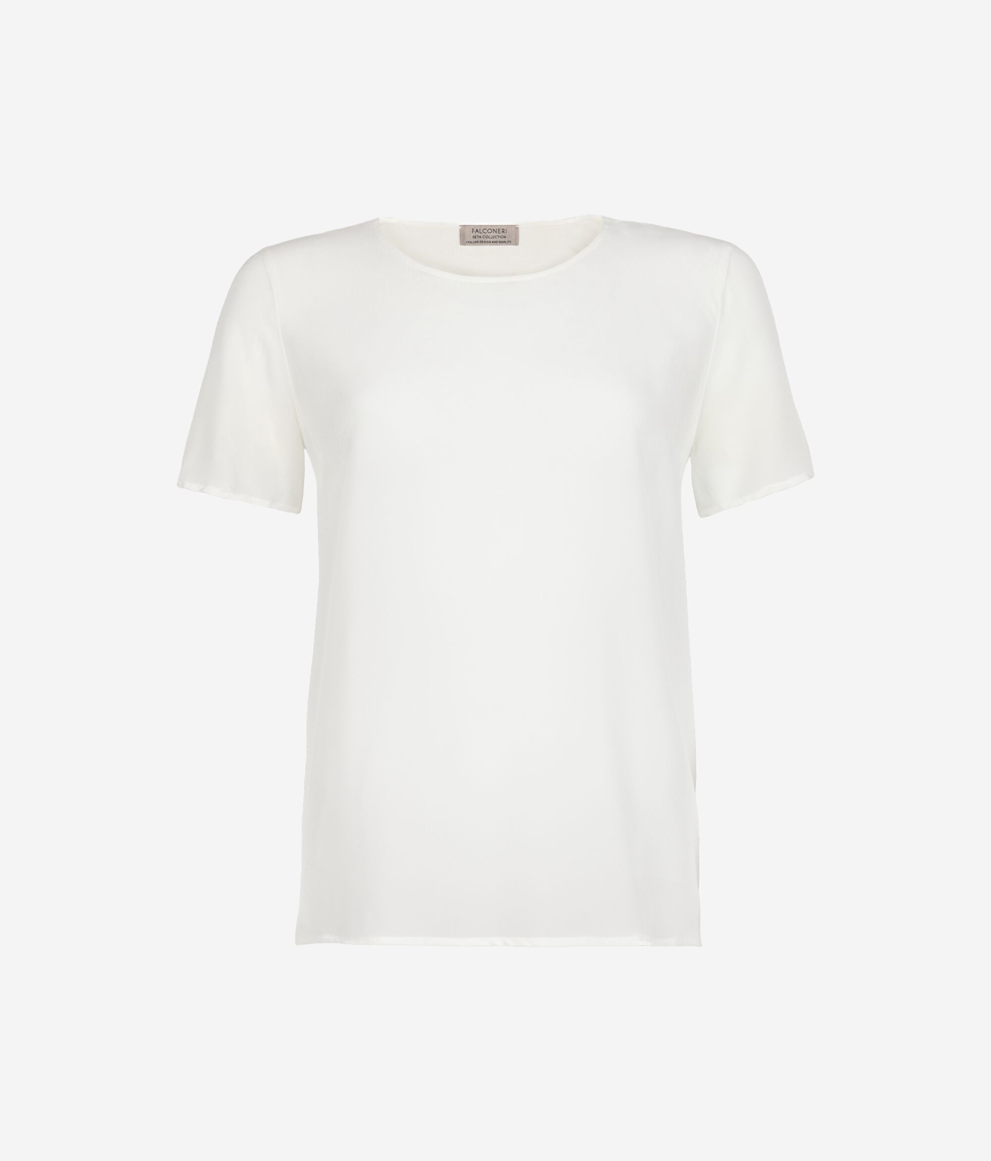 Camiseta con cuello redondo de seda