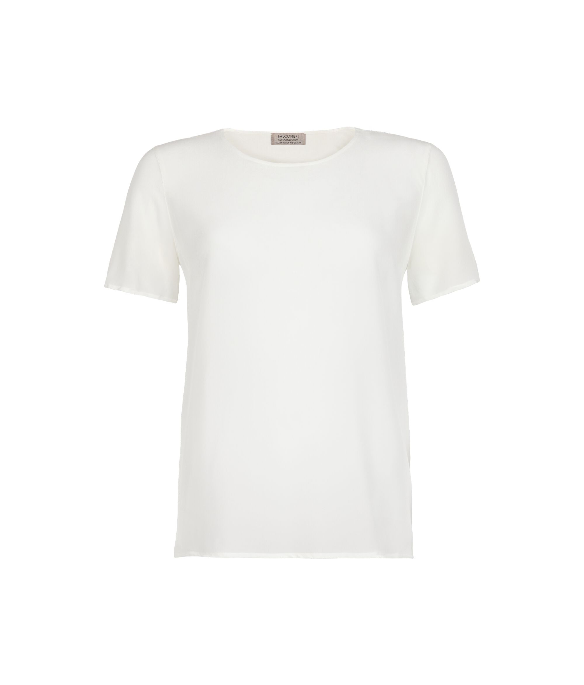 Camiseta con cuello redondo de seda
