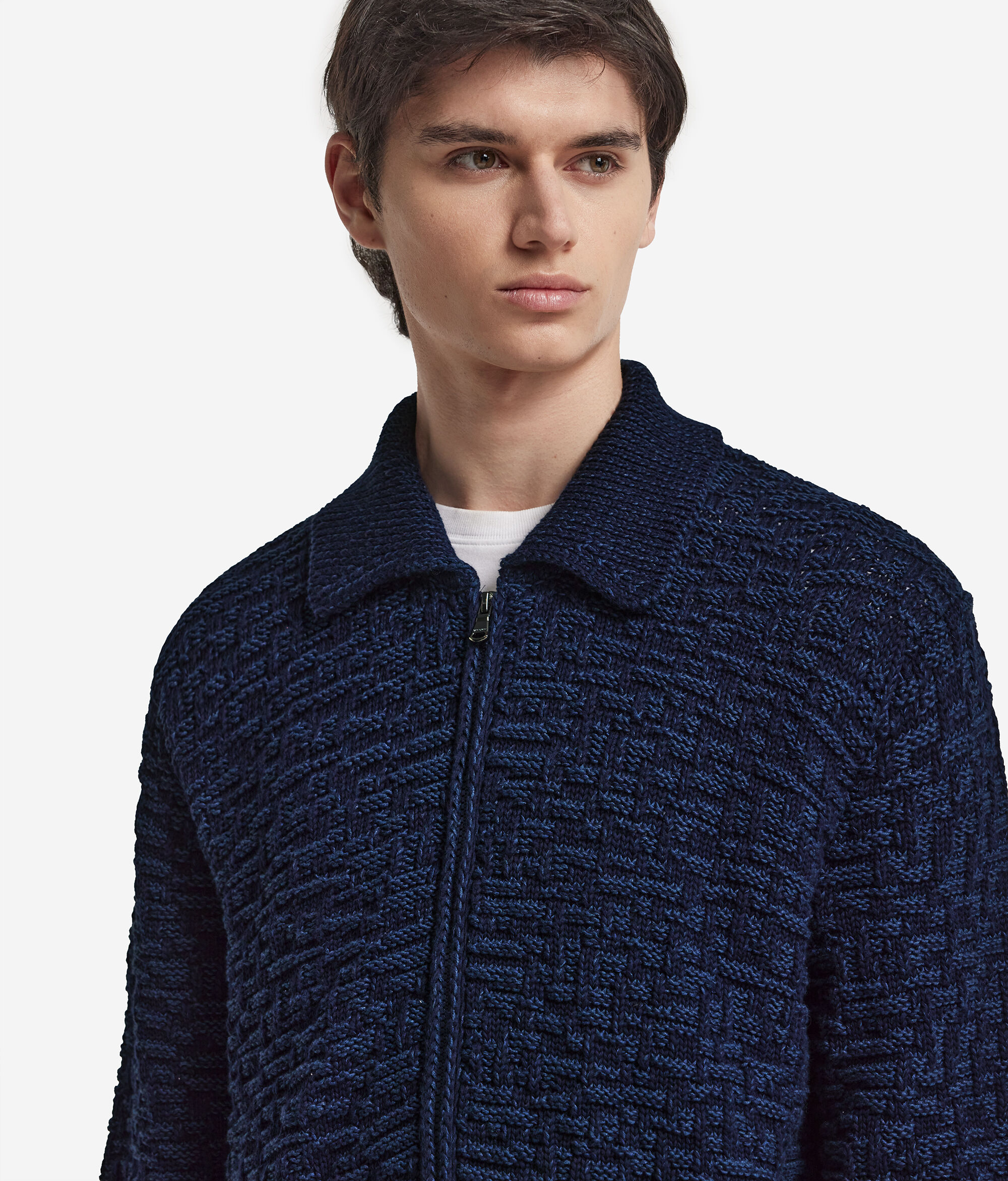 Jacke mit Reißverschluss und Zopfmuster