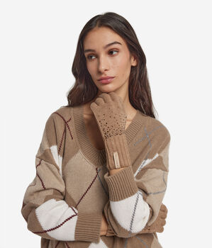 Handschuhe aus Kaschmir mit Strass