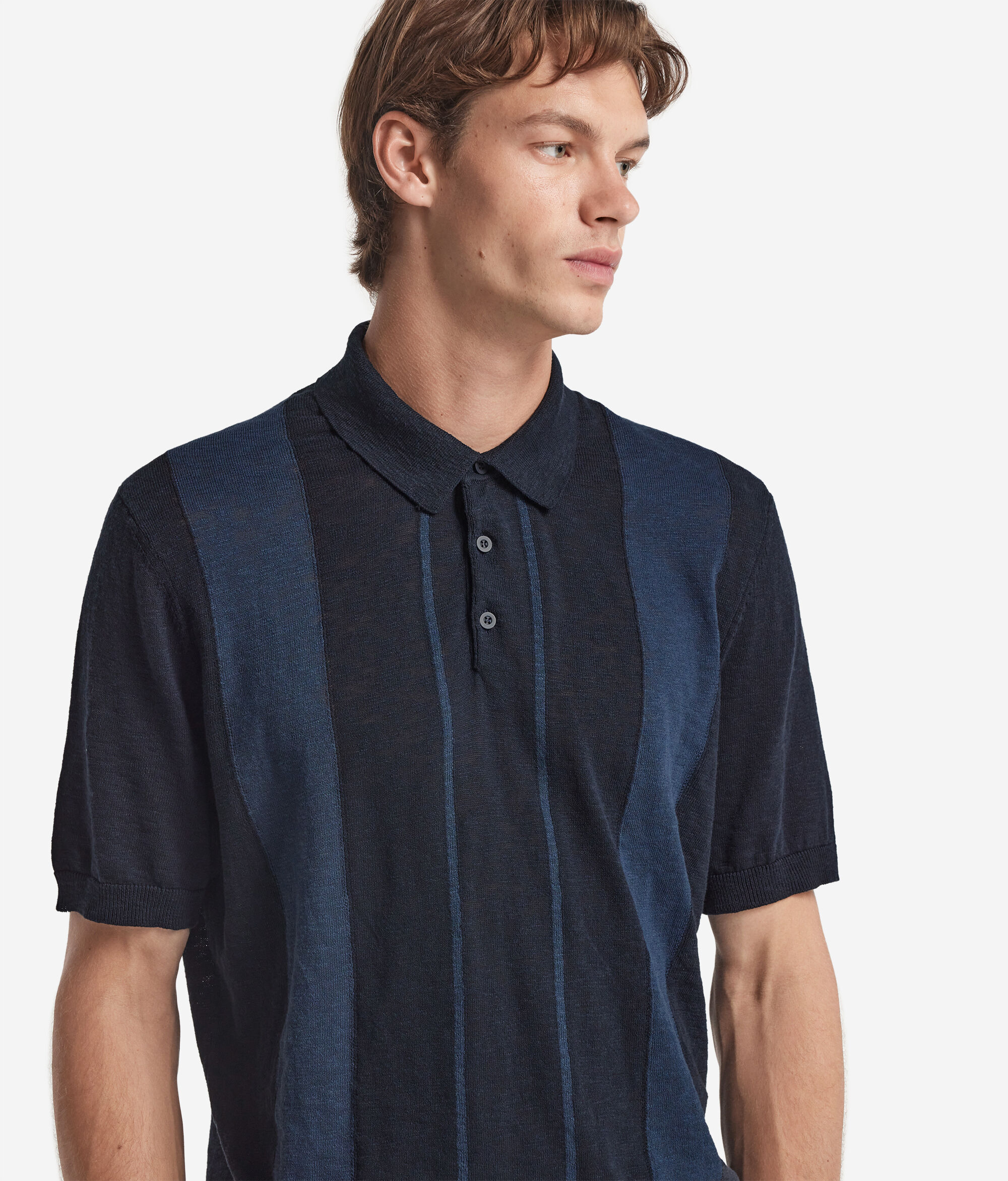 Поло из хлопка с оригинальной интарсией