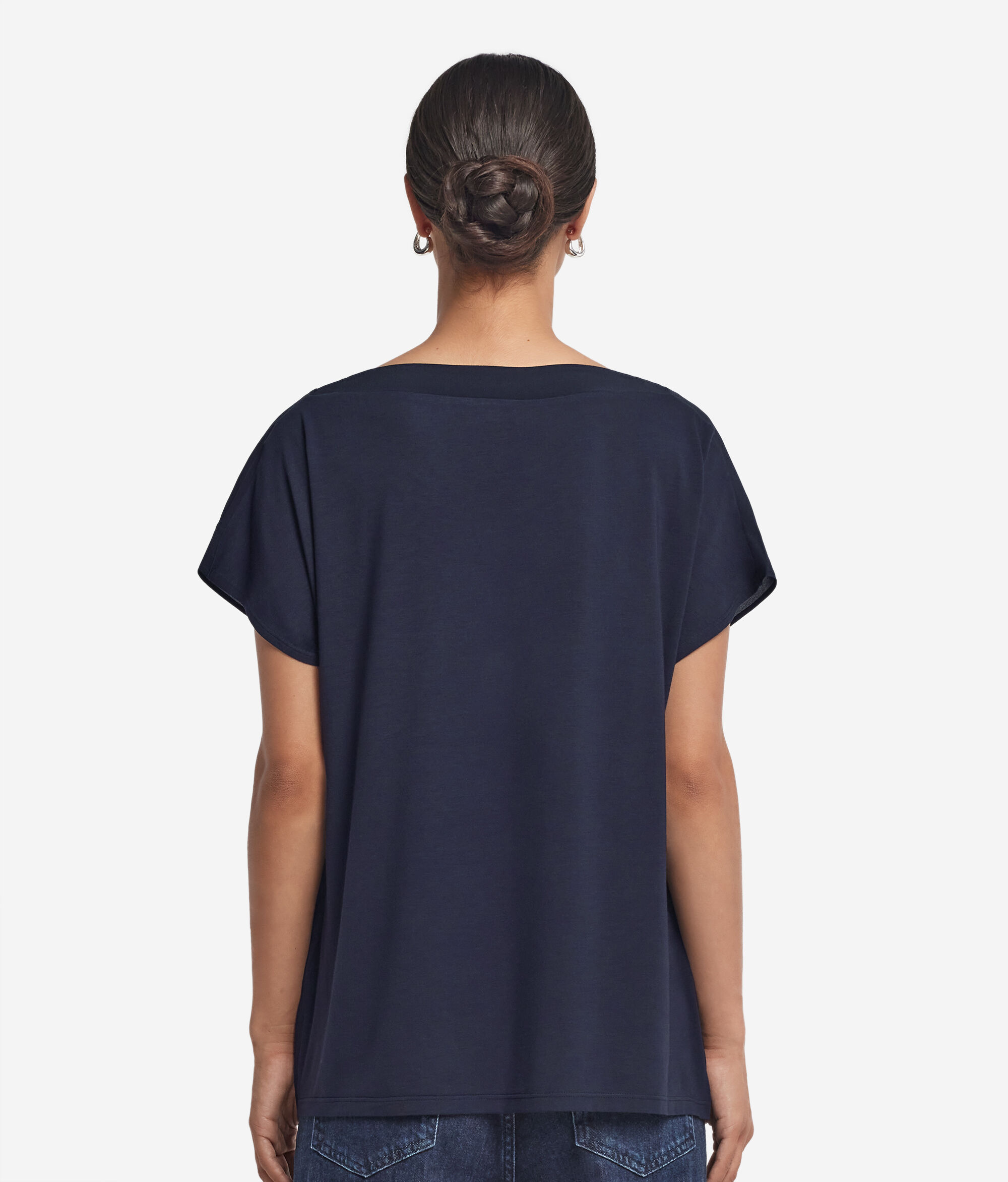Jedwabny t-shirt z dekoltem w serek kimono