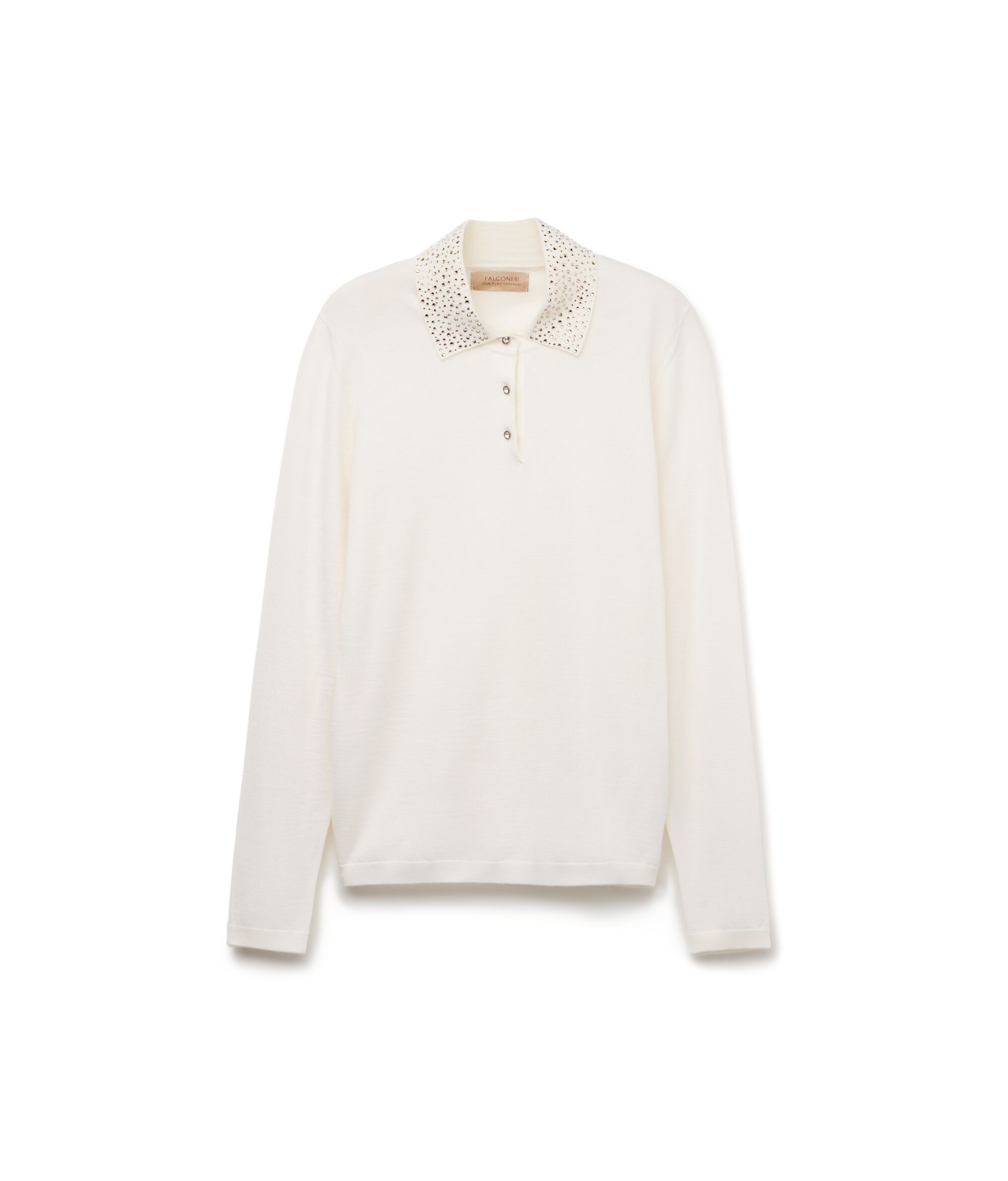 Ultrafine Cashmere Polo with Rhinestones