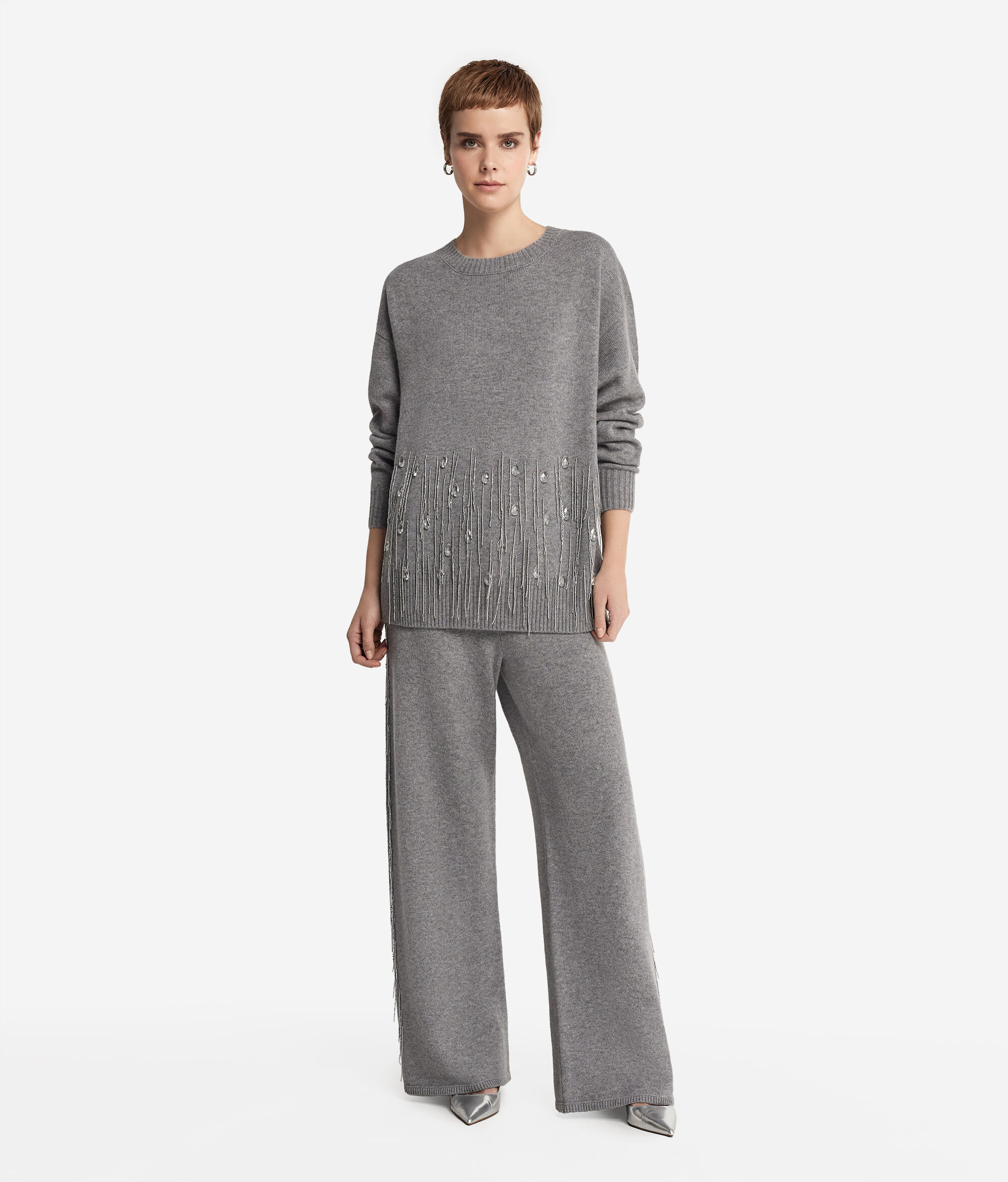 Cashmere Jumper with Fringing