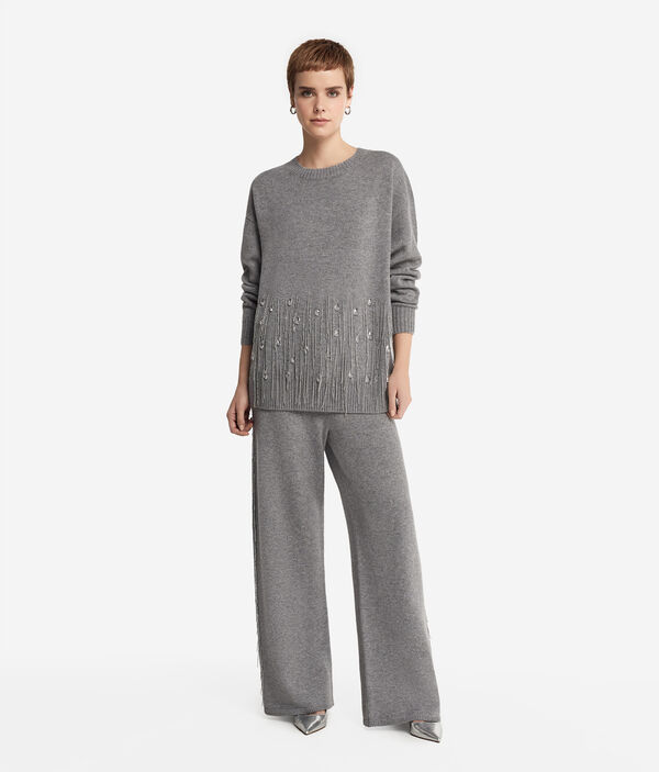 Cashmere Jumper with Fringing