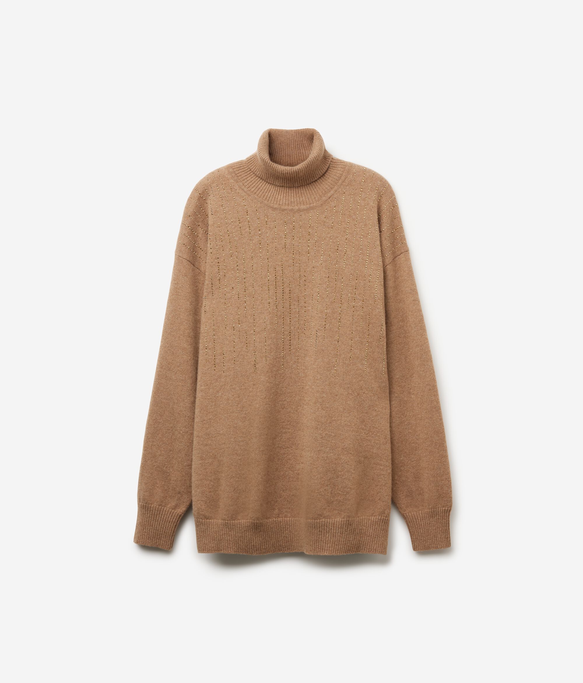 Jersey de cuello vuelto con strass de cashmere