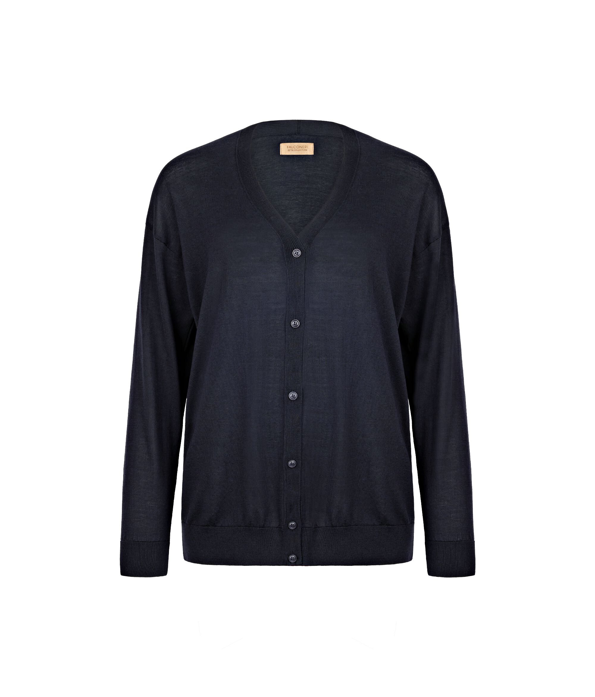 Long-Sleeve Silk Cotton Blend Cardigan