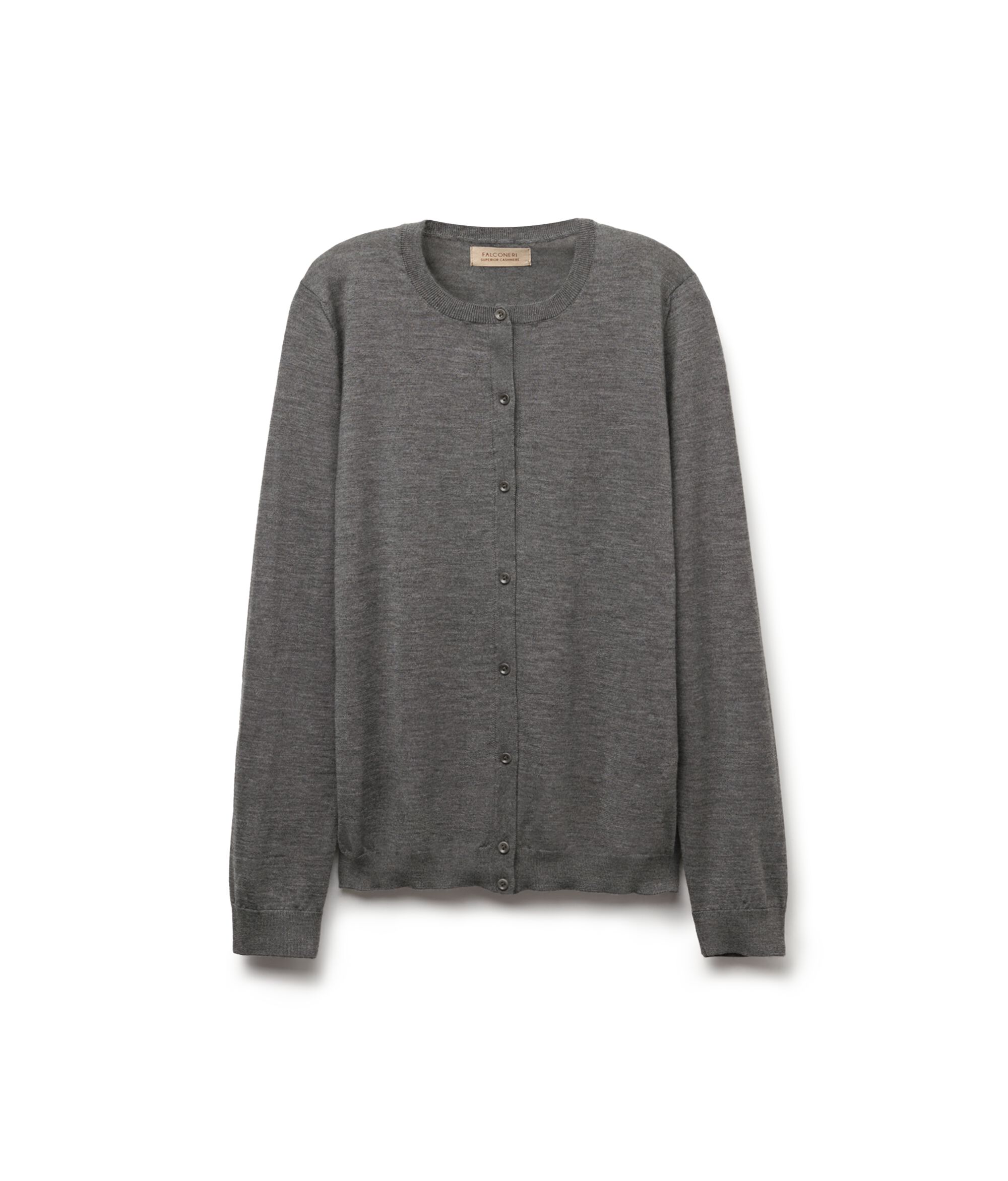 Gilet femme à col rond en cachemire ultra-fin Colore Gris ChinÃ© FoncÃ©