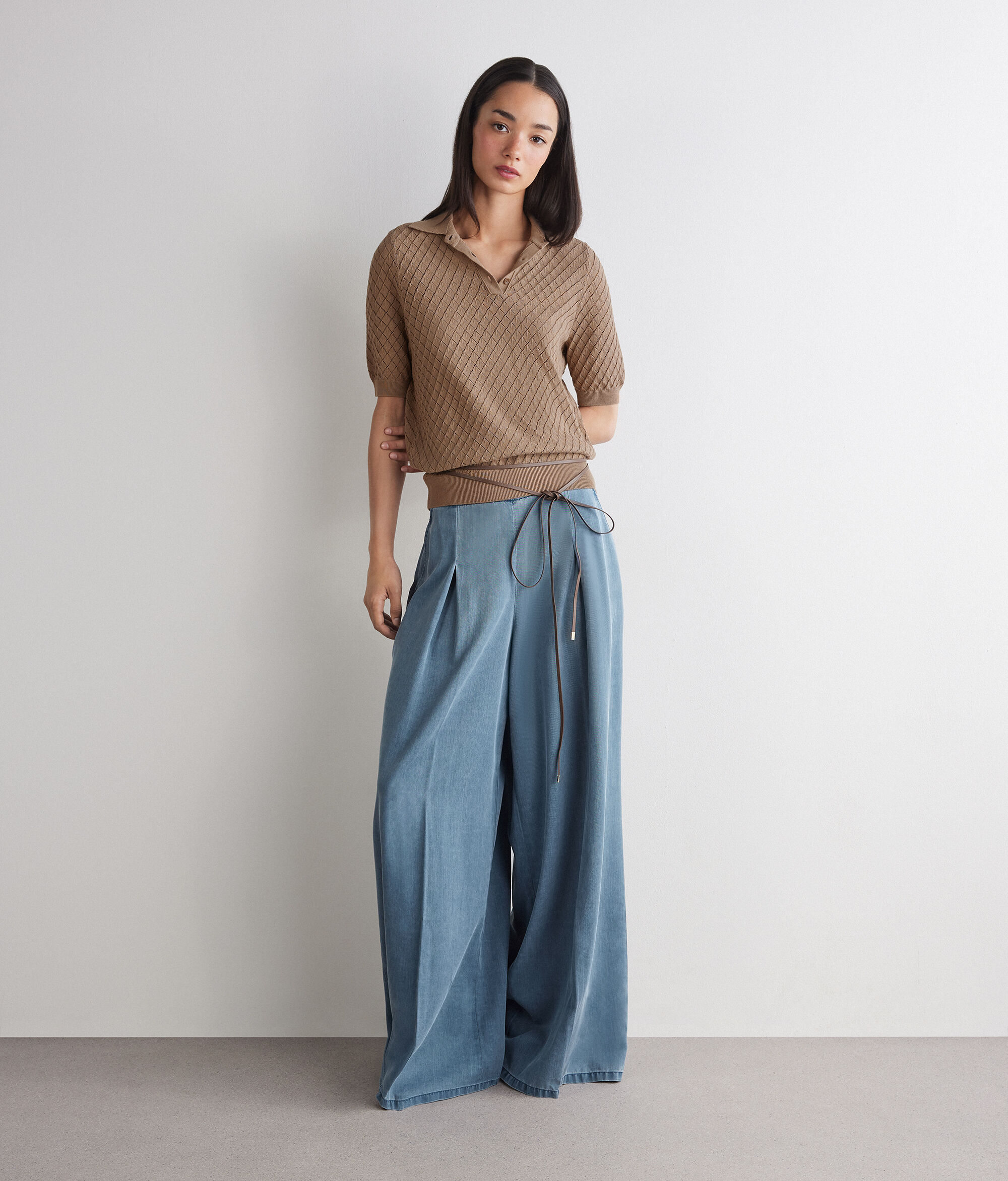 Poloshirt mit Rauten-Lochmuster