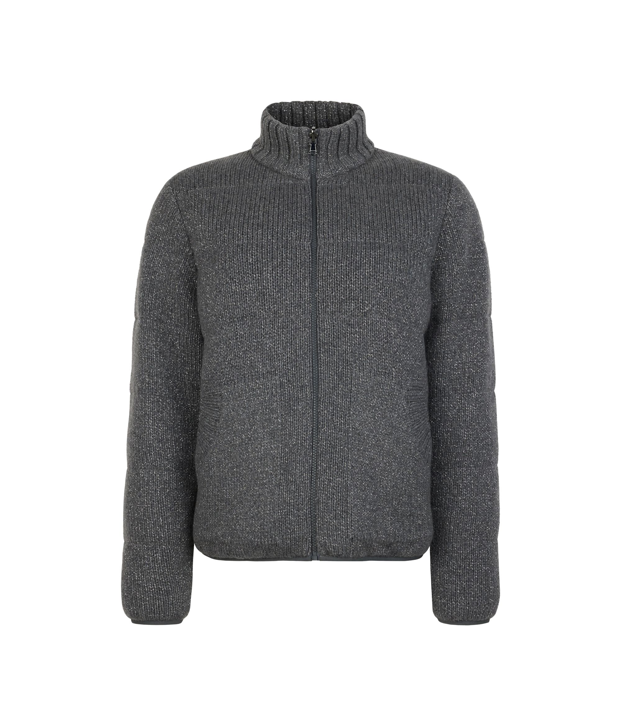 Reversible down jacket in cashmere tricot lamé