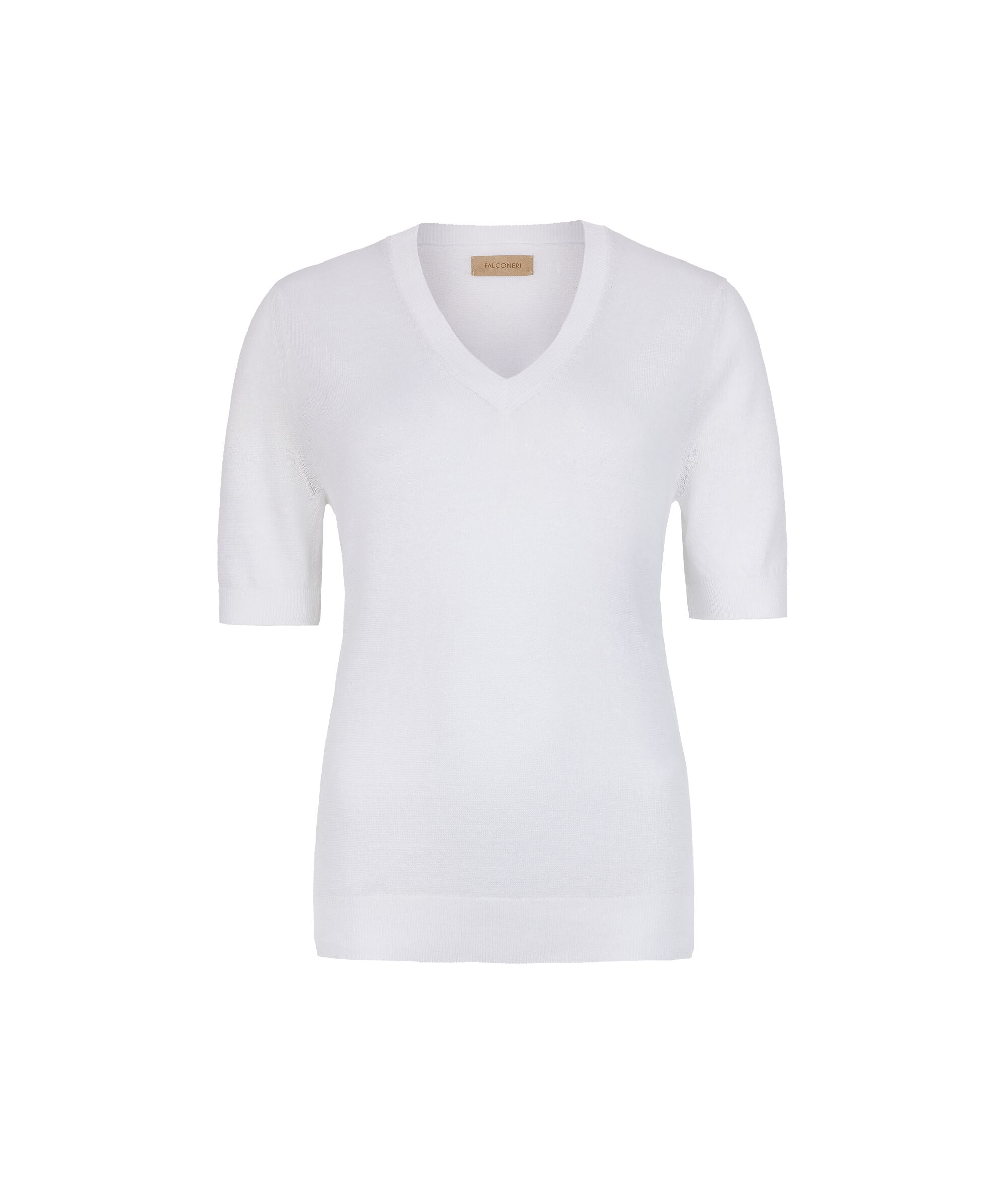 V Neck T-Shirt in Linen and Cotton