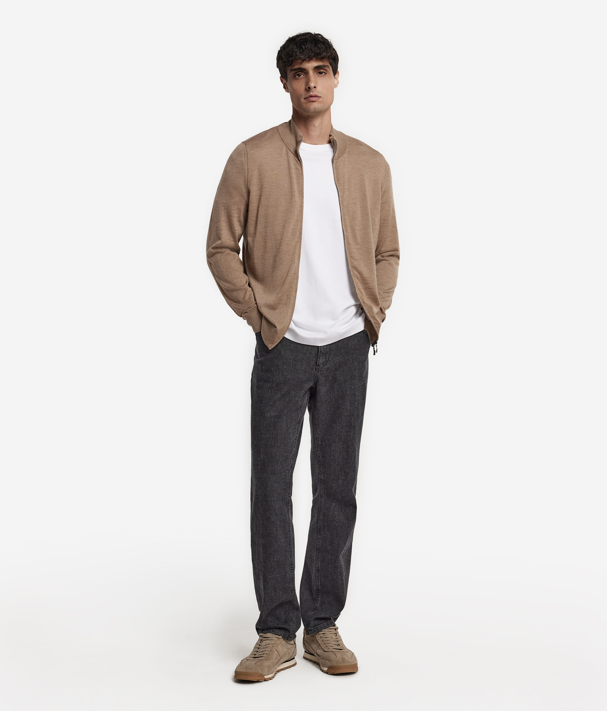 カシミヤ ジップアップカーディガン