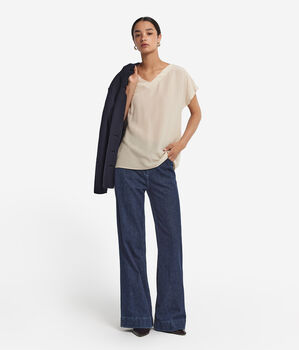 V-Neck Silk Kimono T-Shirt