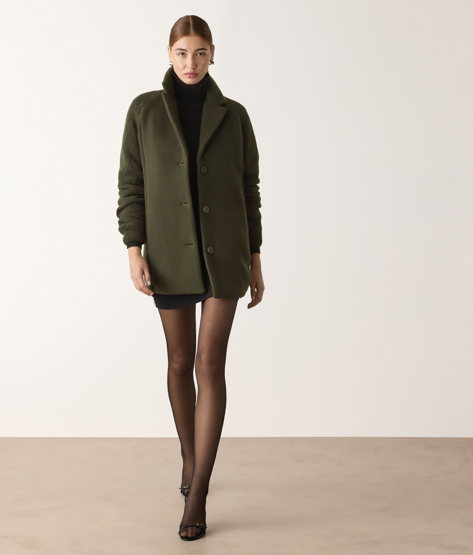 Manteau au point panier en cachemire