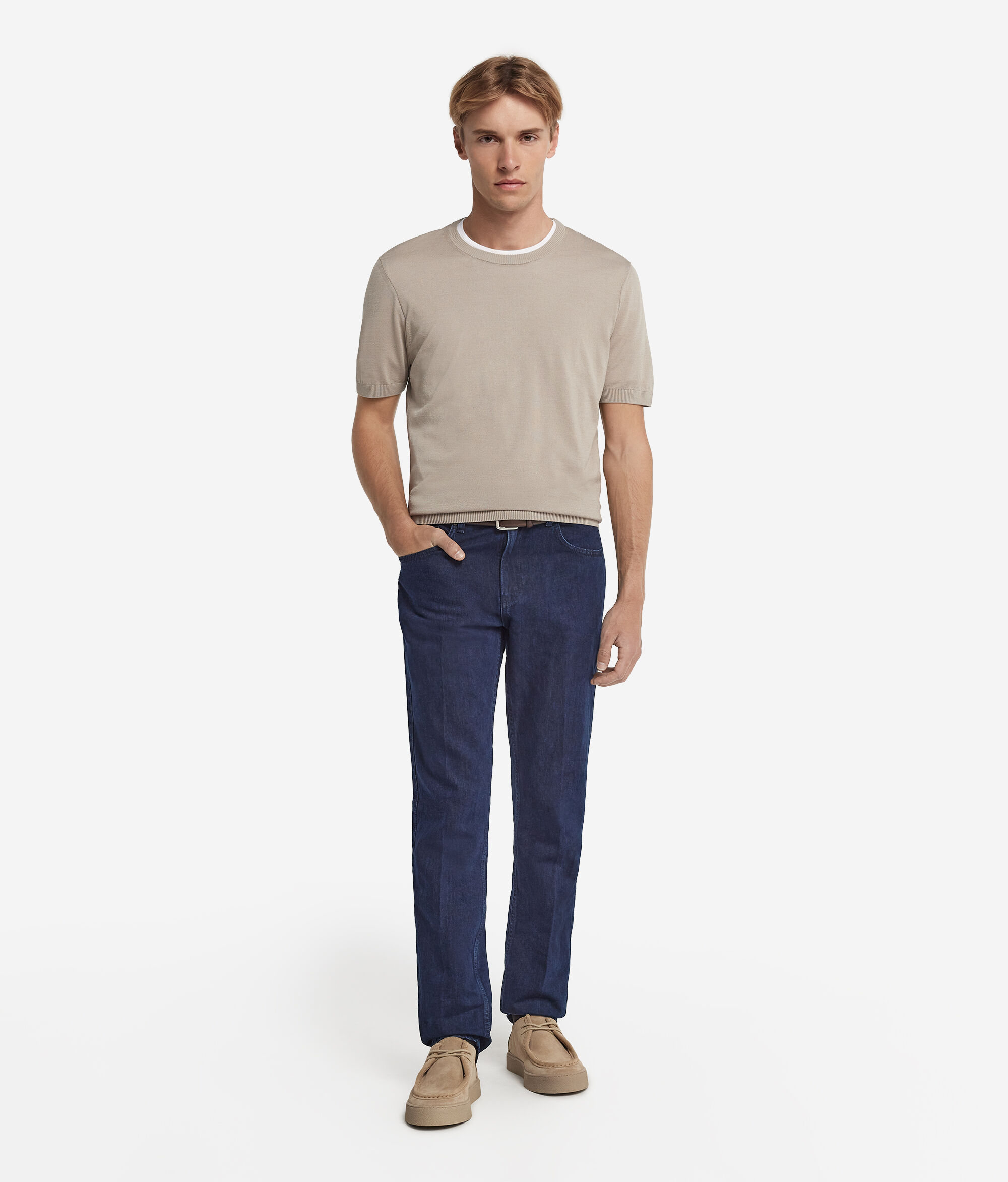 Short-Sleeved Silk and Cotton T-Shirt