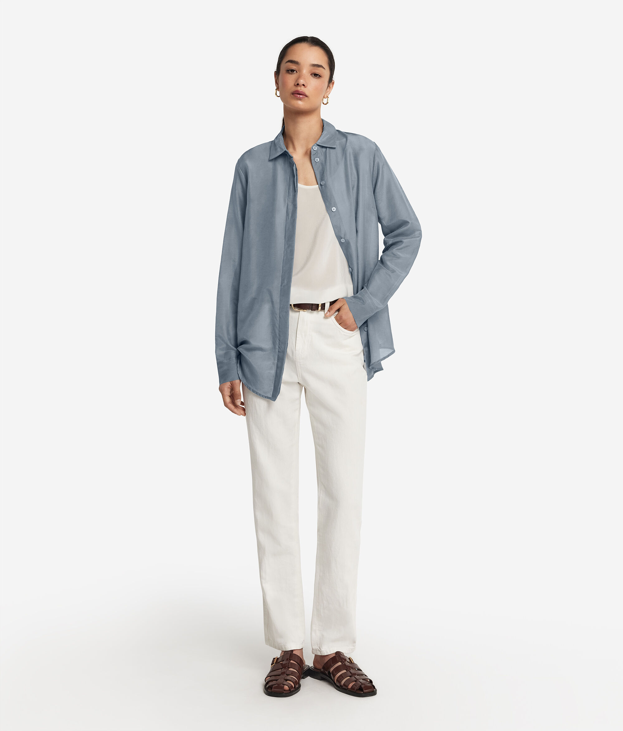 Collared Cotton Muslin Shirt
