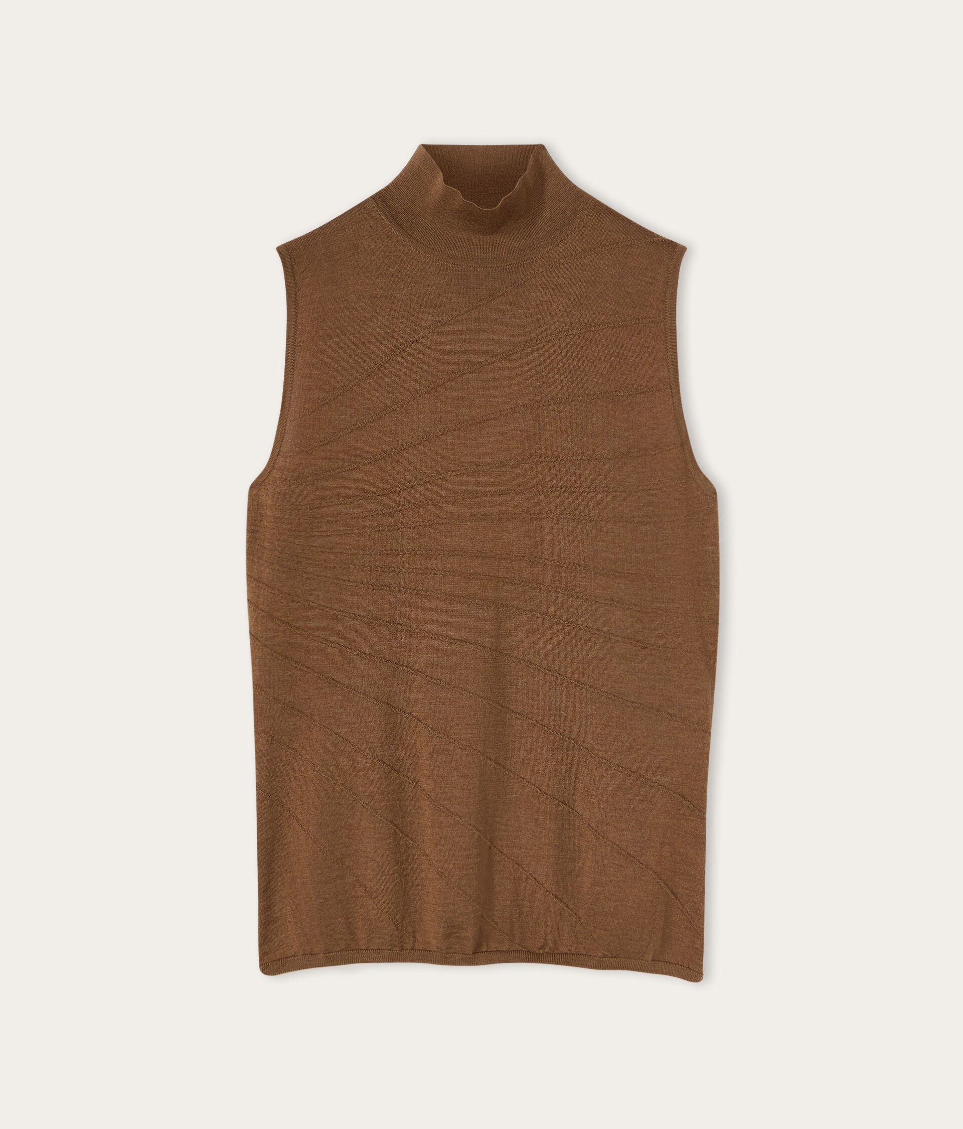 Sleeveless cashmere turtleneck with star stitch