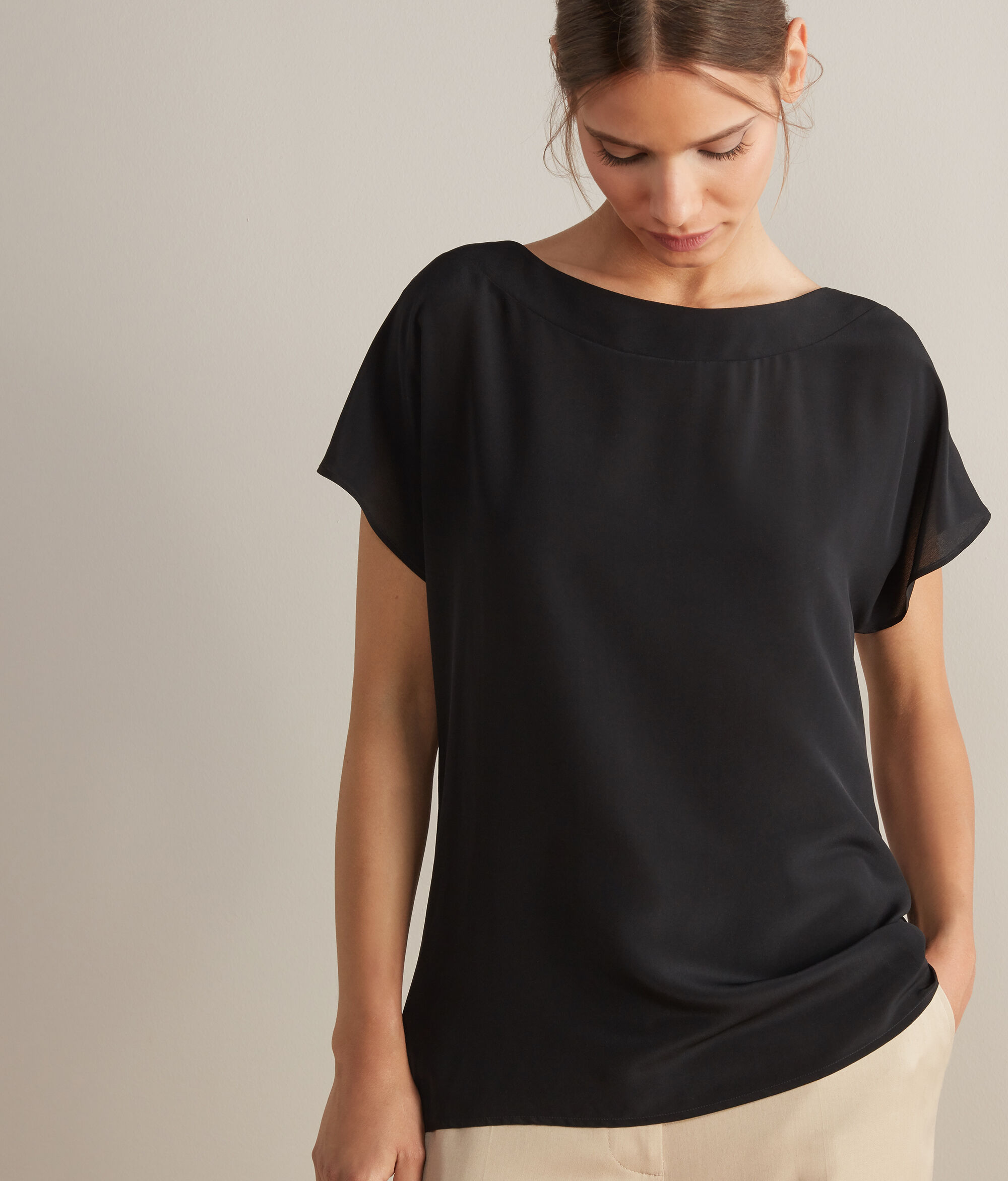 Silk and Modal Boatneck T-shirt