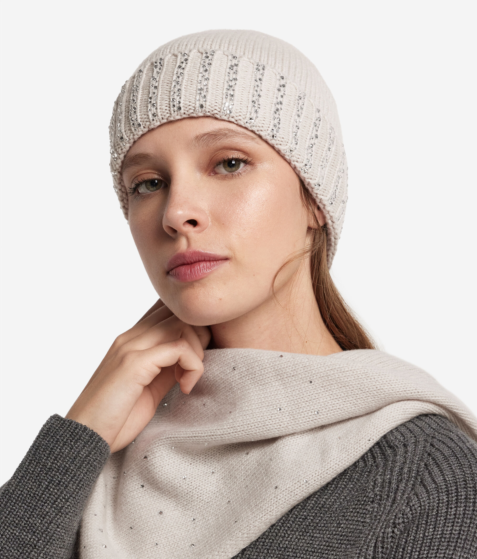 Bonnet à strass en cachemire