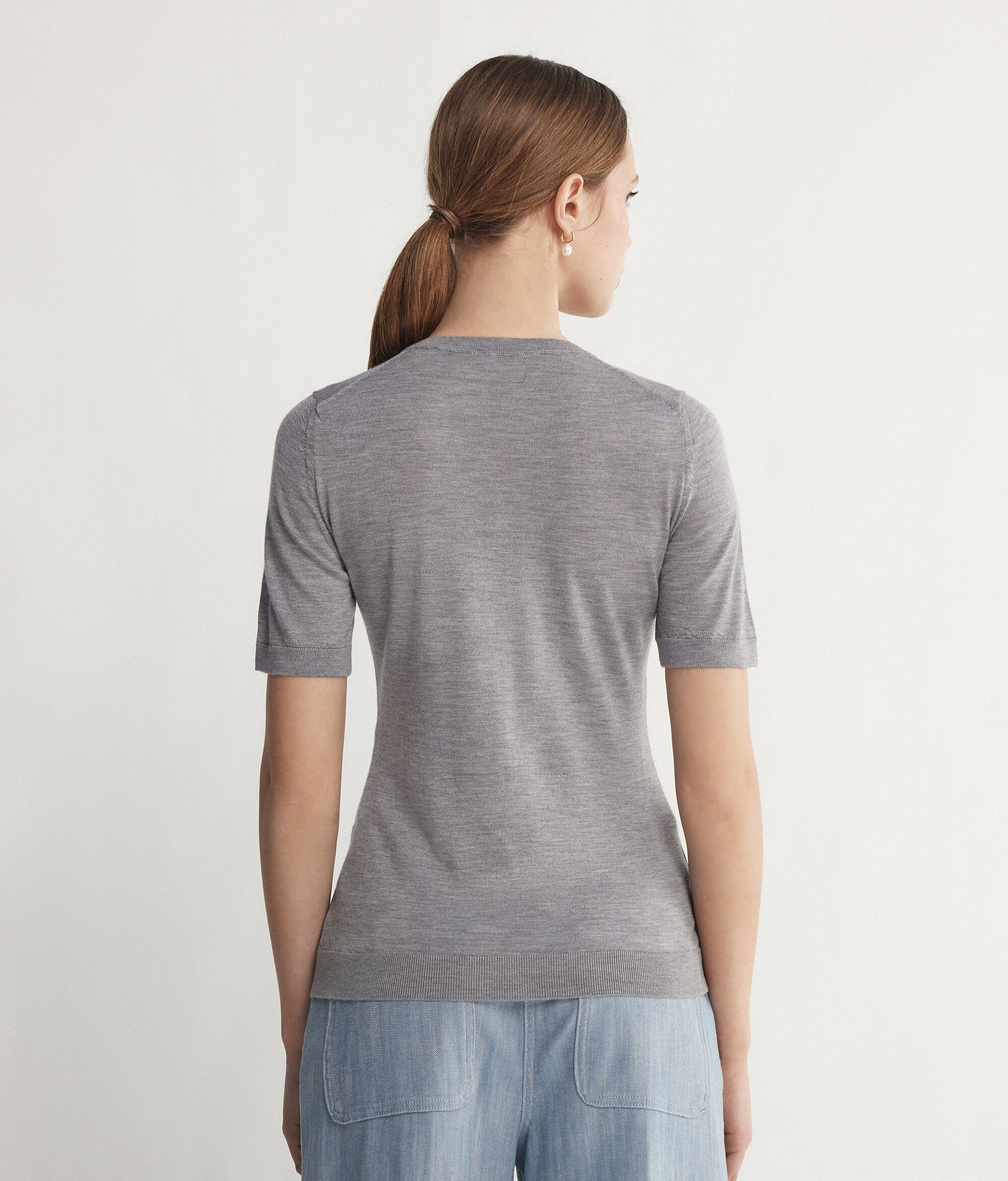 Maglia Girocollo Maniche Corte in Cashmere Ultrafine