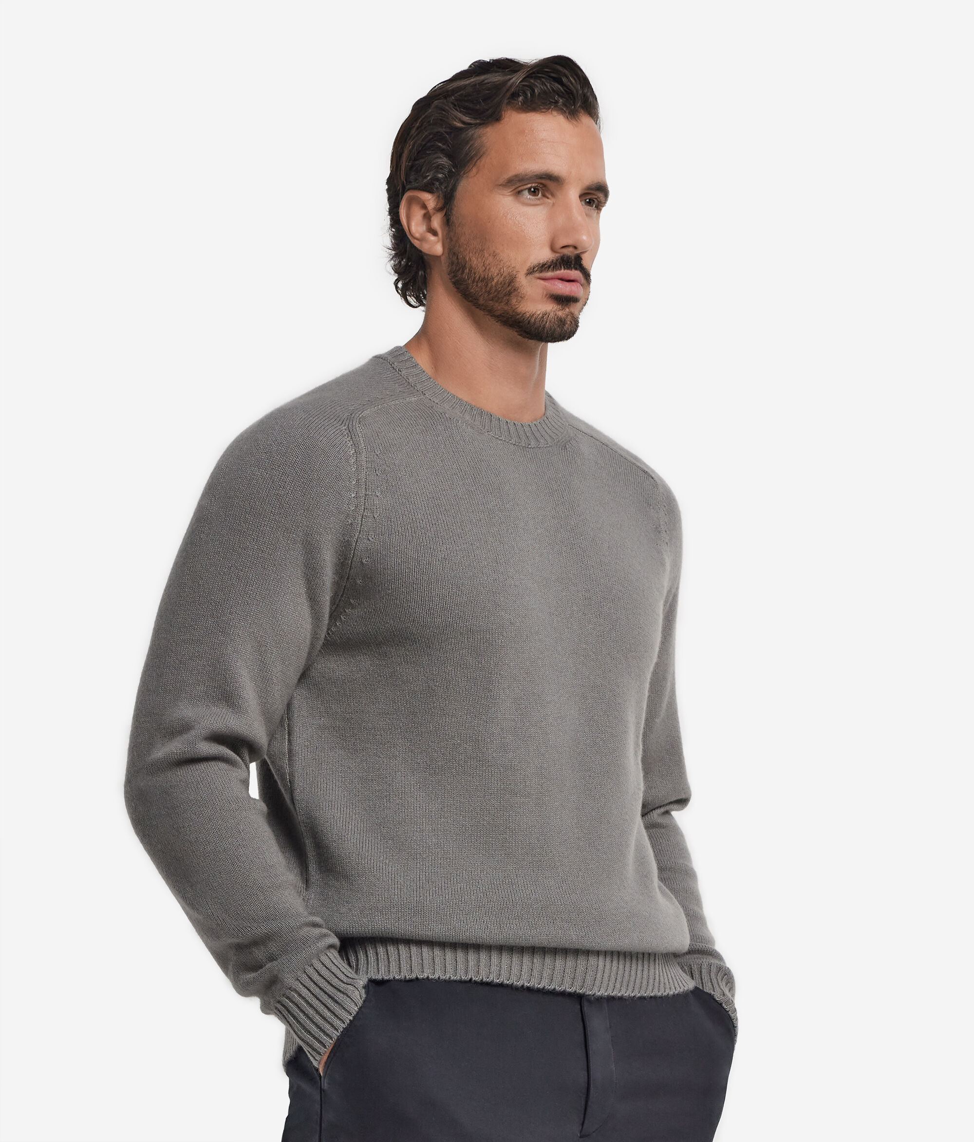 Jersey grueso de hombre con cuello redondo en Cashmere Ultrasoft