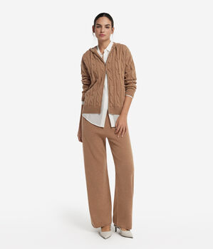 Cable Knit Ultrasoft Cashmere Sweatshirt with Zip