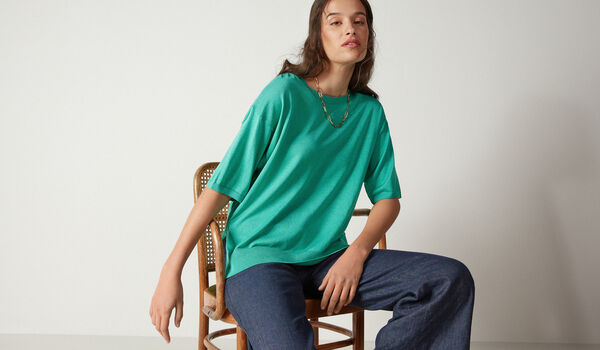 T-shirt Over in Seta e Cotone