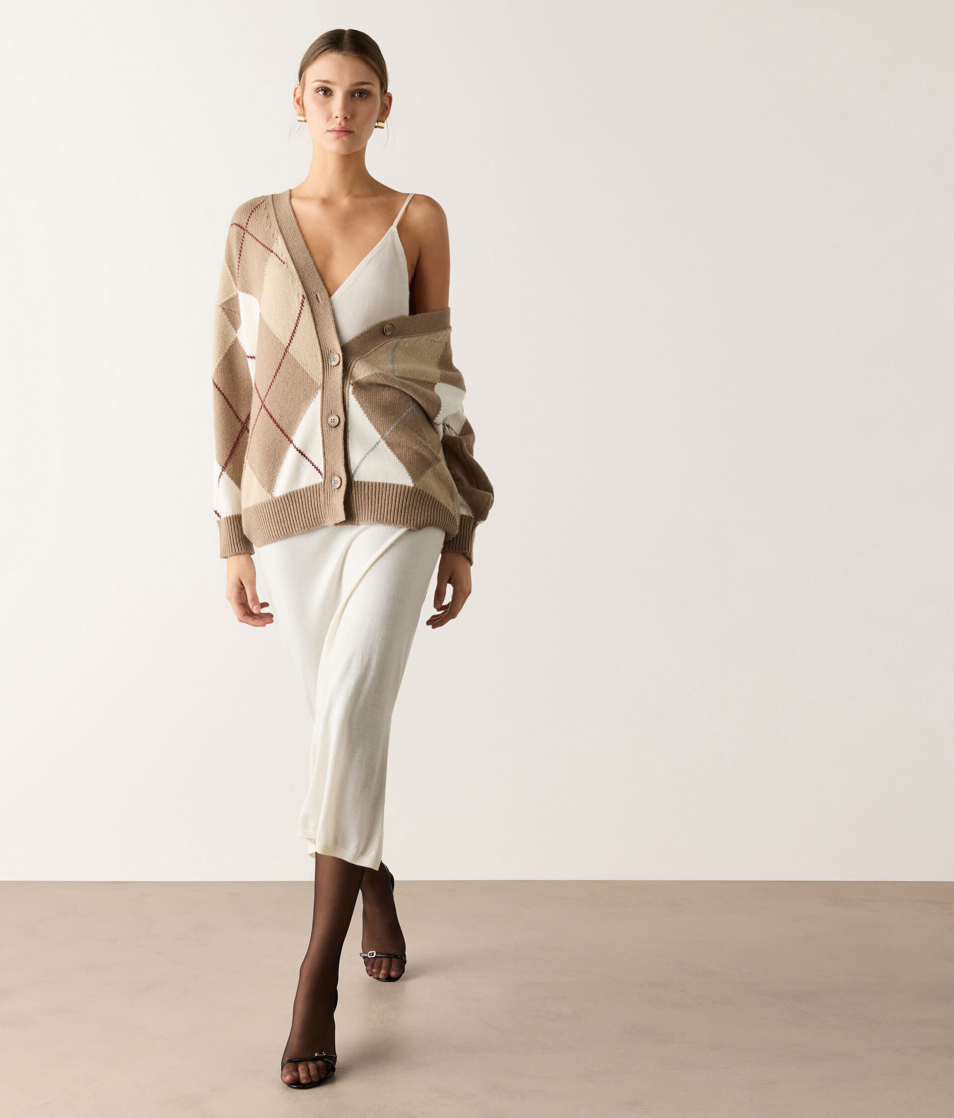 Cardigan aus Kaschmir Ultrasoft mit Rautenmuster