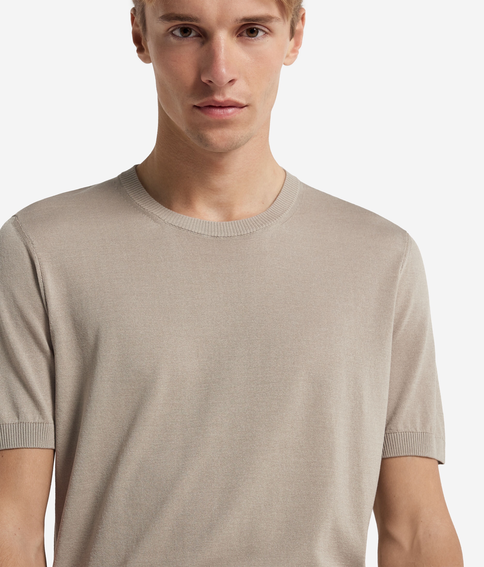 Short-Sleeved Silk and Cotton T-Shirt
