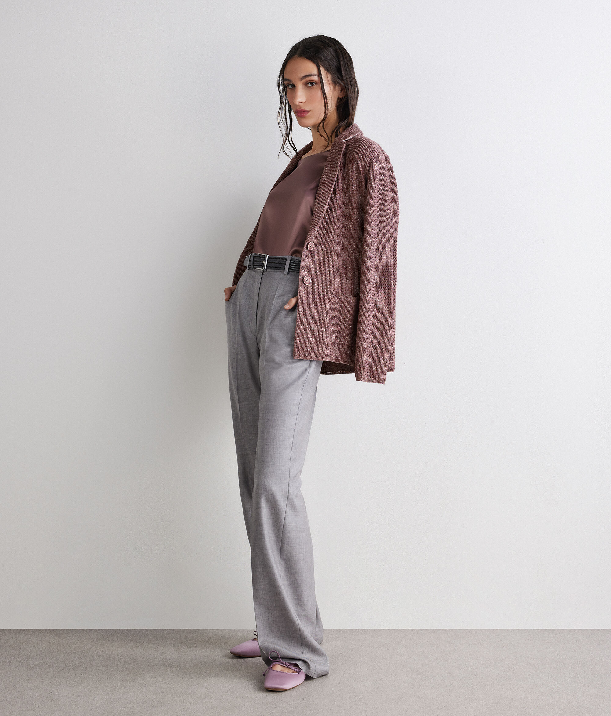 Majica s okruglim ovratnikom od svilenog satena