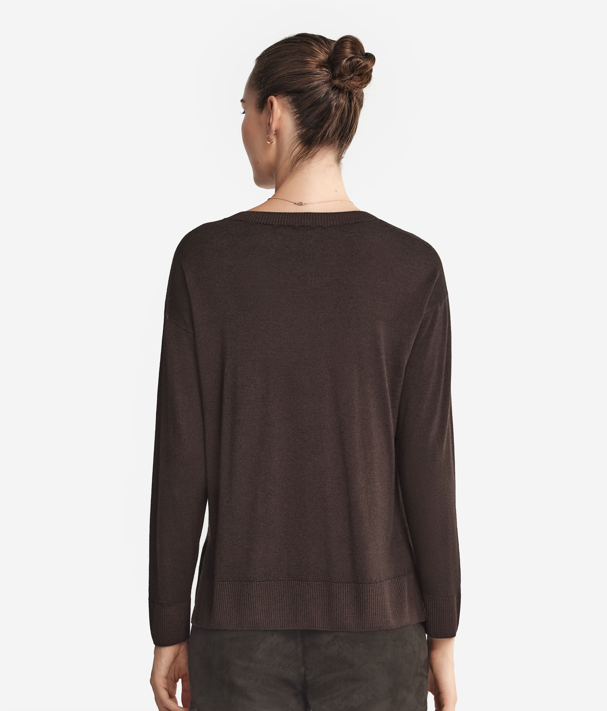 Pullover mit V-Ausschnitt und Schlitzen aus Kaschmir