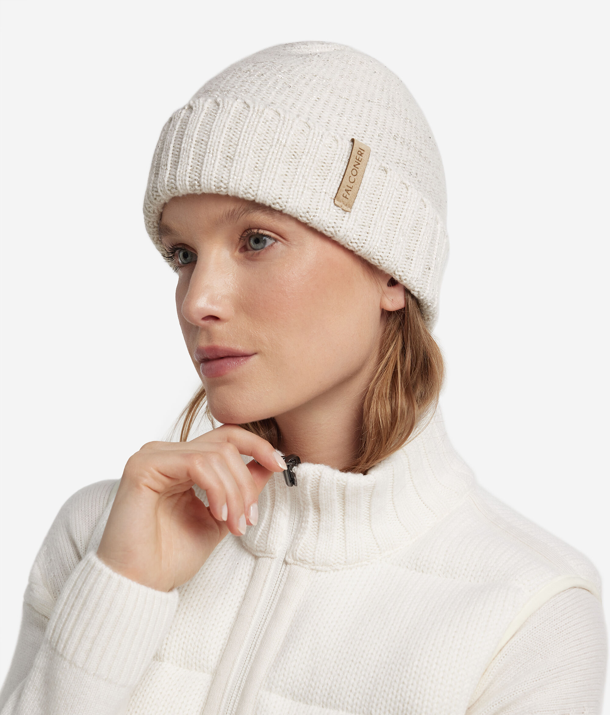 Bonnet côtelé en cachemire ultra-doux à paillettes