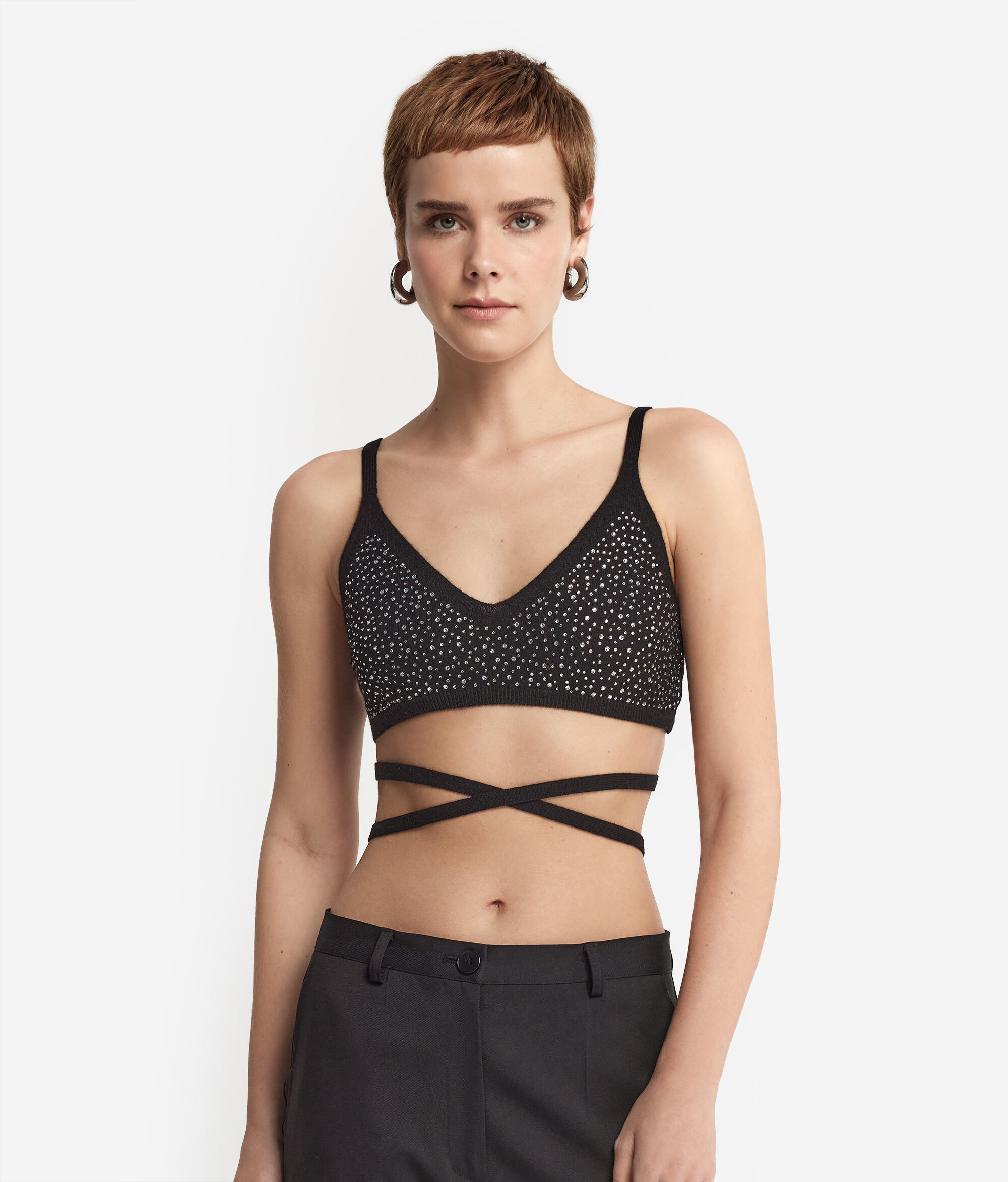 Cashmere Bra Top with Rhinestones