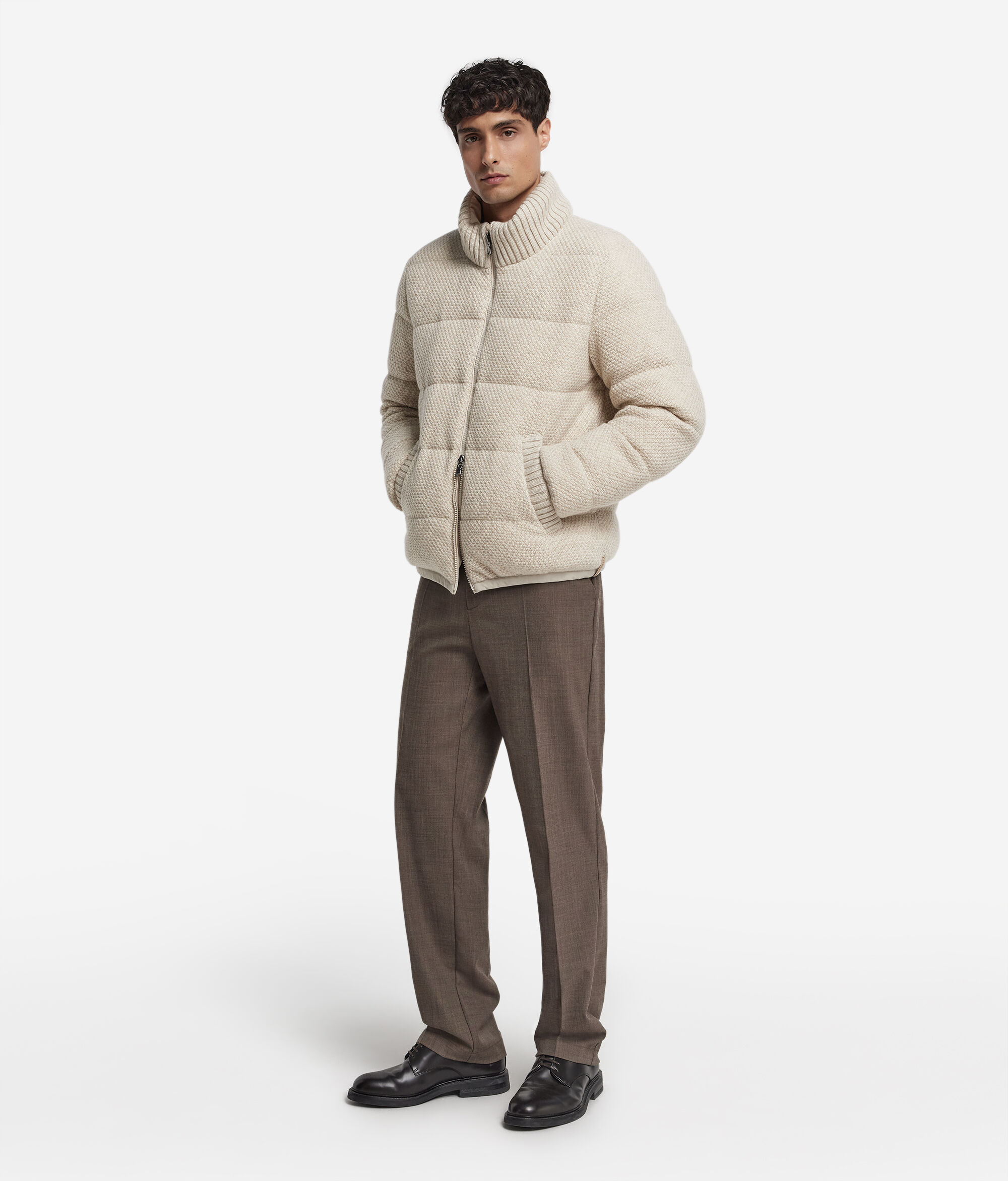 Wendedaunenjacke aus Kaschmir und Wolle