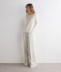 Girocollo con spacchi in Cashmere Ultrafine - WHITE