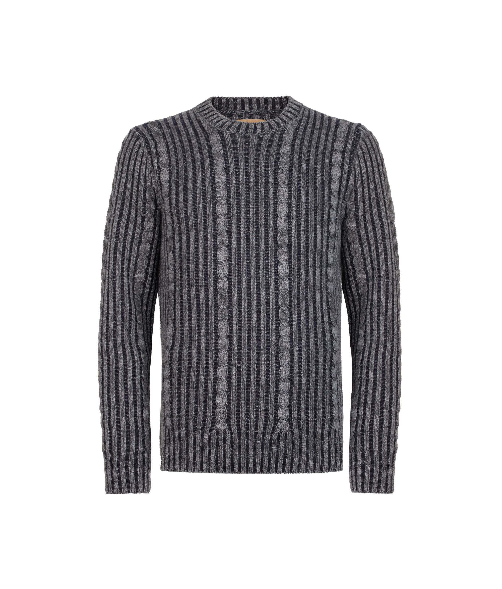 Cashmere crew neck sweater with vanisé cable-knit