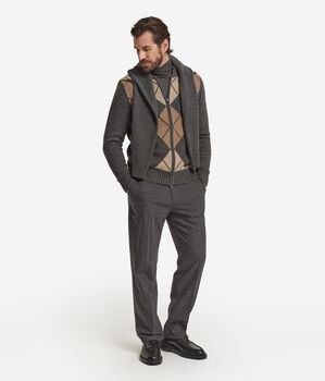 Cardigan com fecho de correr e gola bomber em Caxemira Ultrasoft