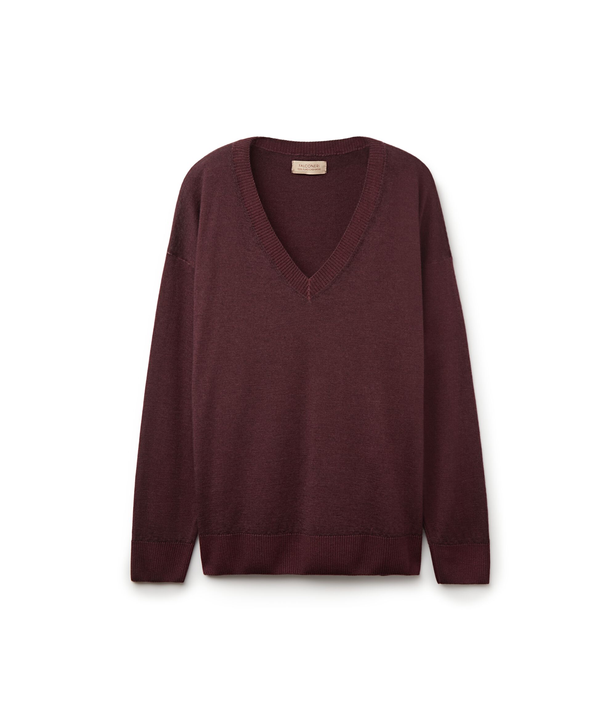Μπλούζα με λαιμόκοψη V από cashmere με σκισίματα