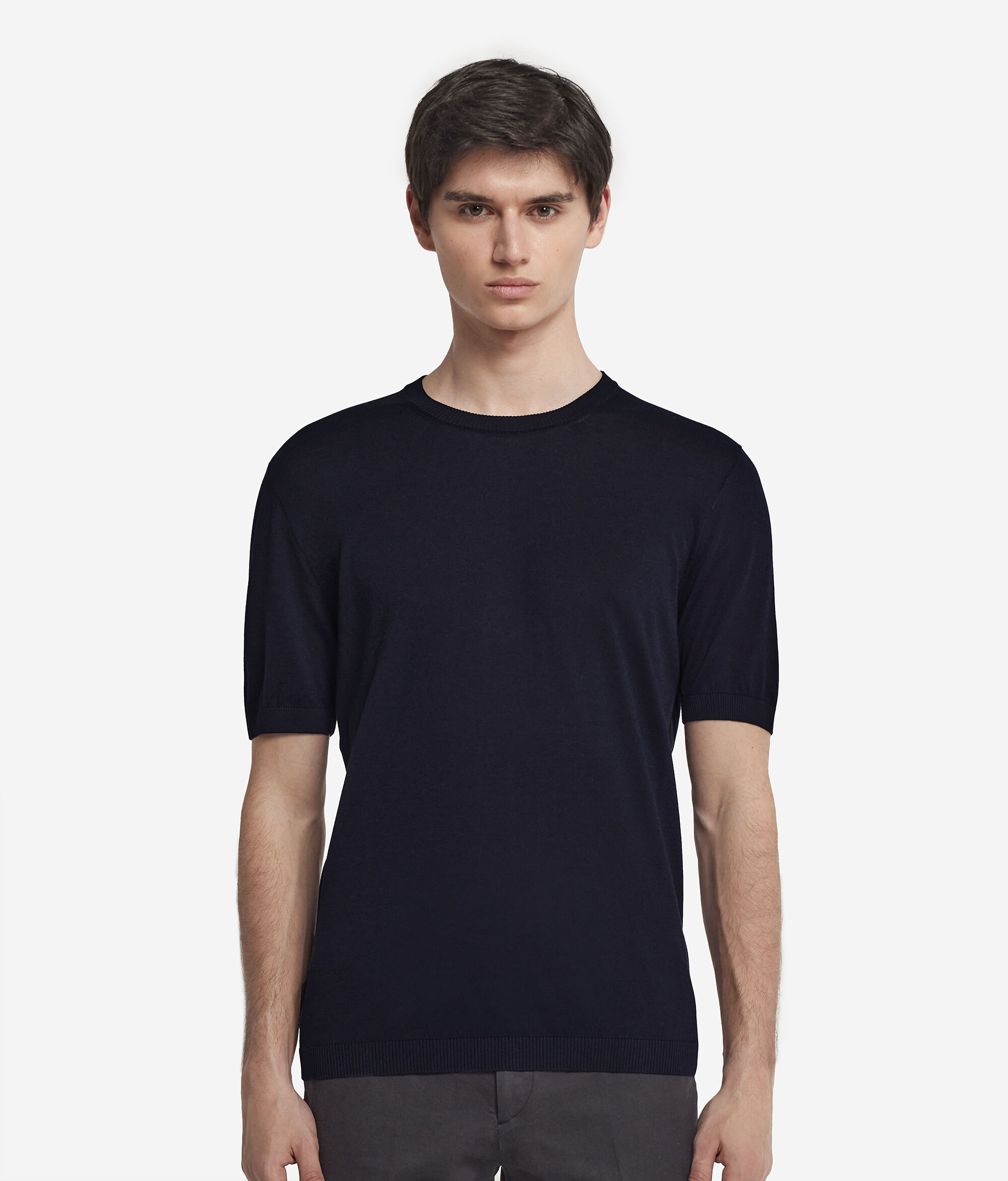 T-shirt de Manga Curta em Seda e Algodão