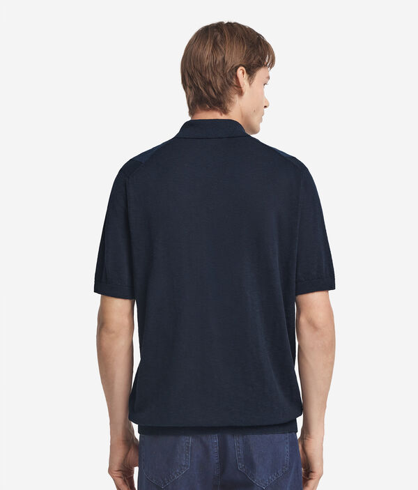 Поло из хлопка с оригинальной интарсией