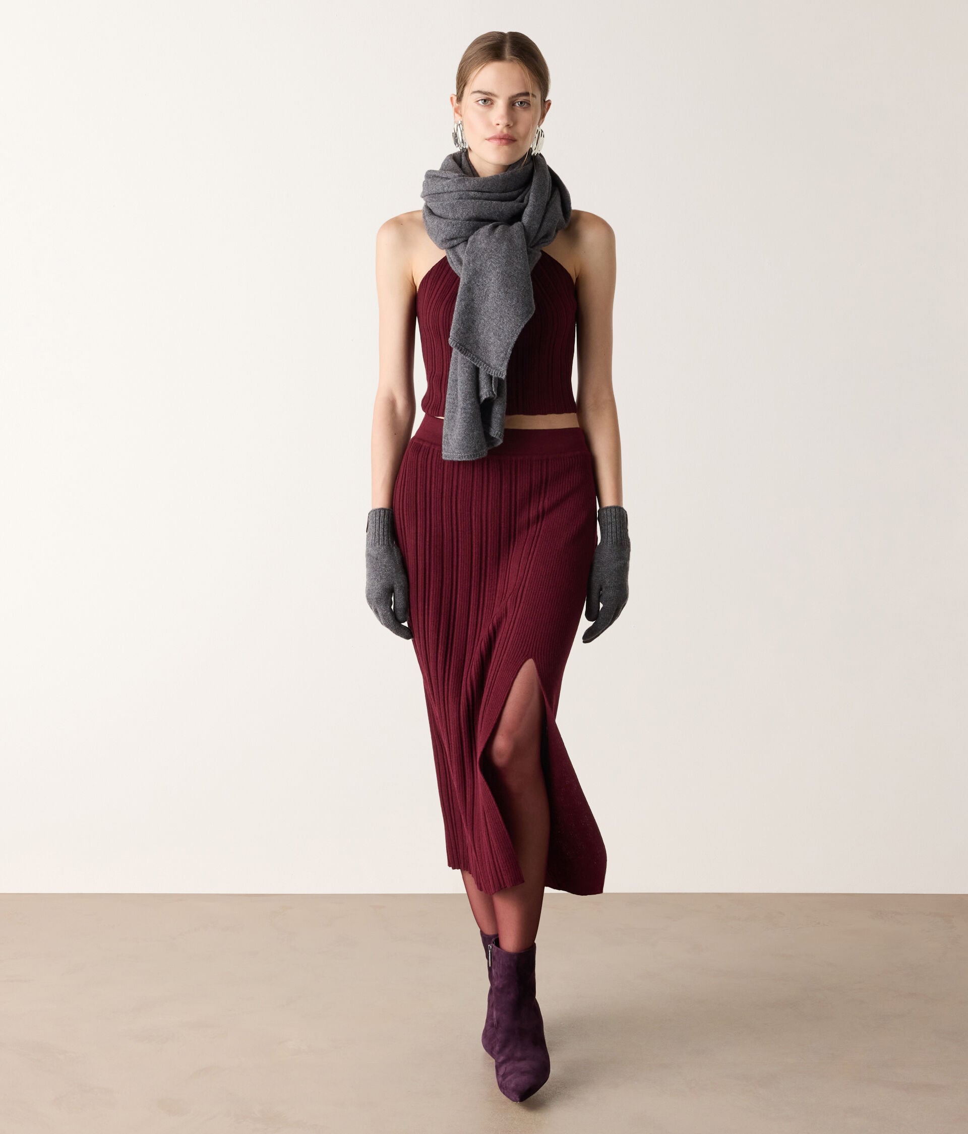 Ribbed wool skirt