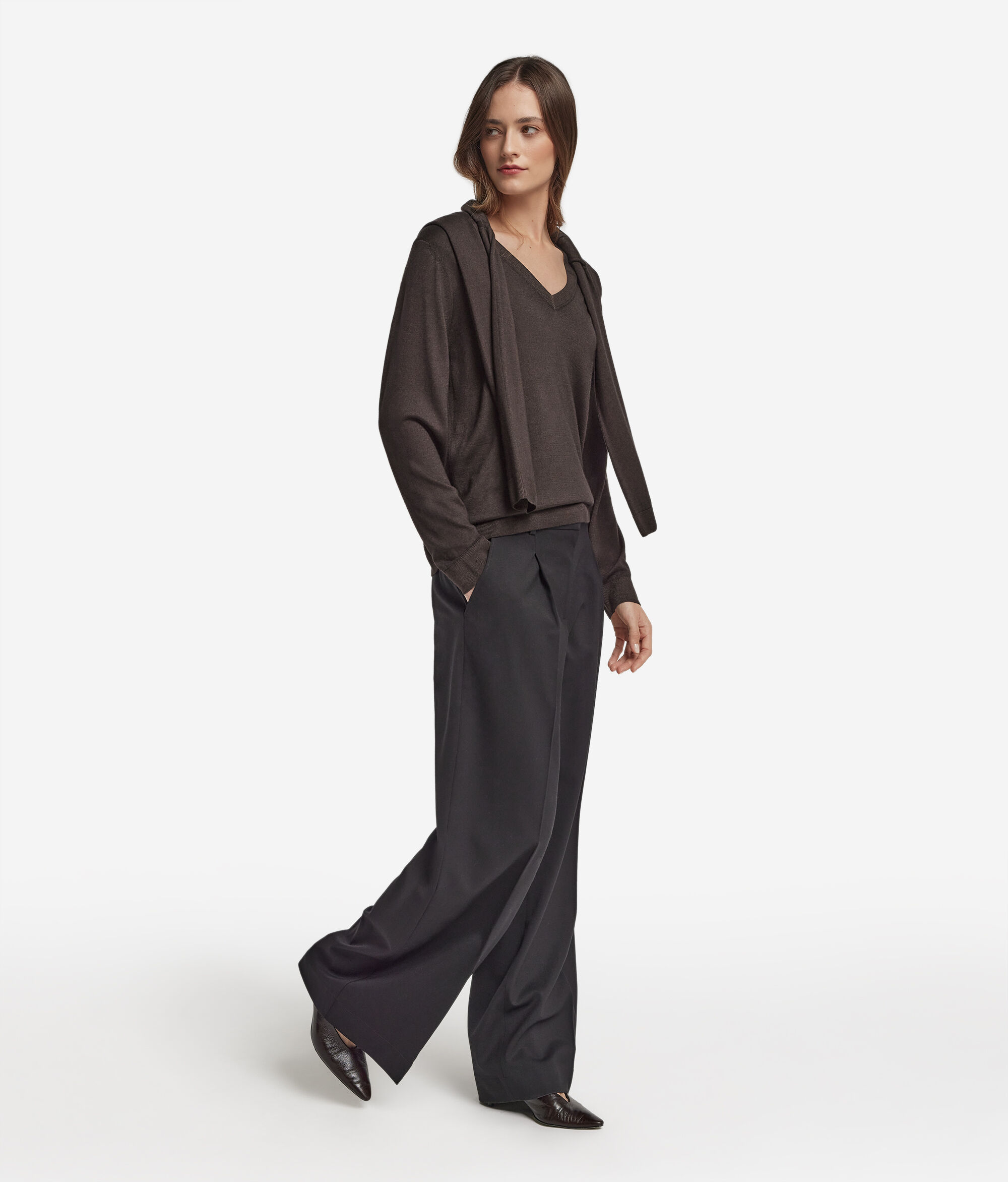 Camisola com Decote em V em Ultrafine Cashmere