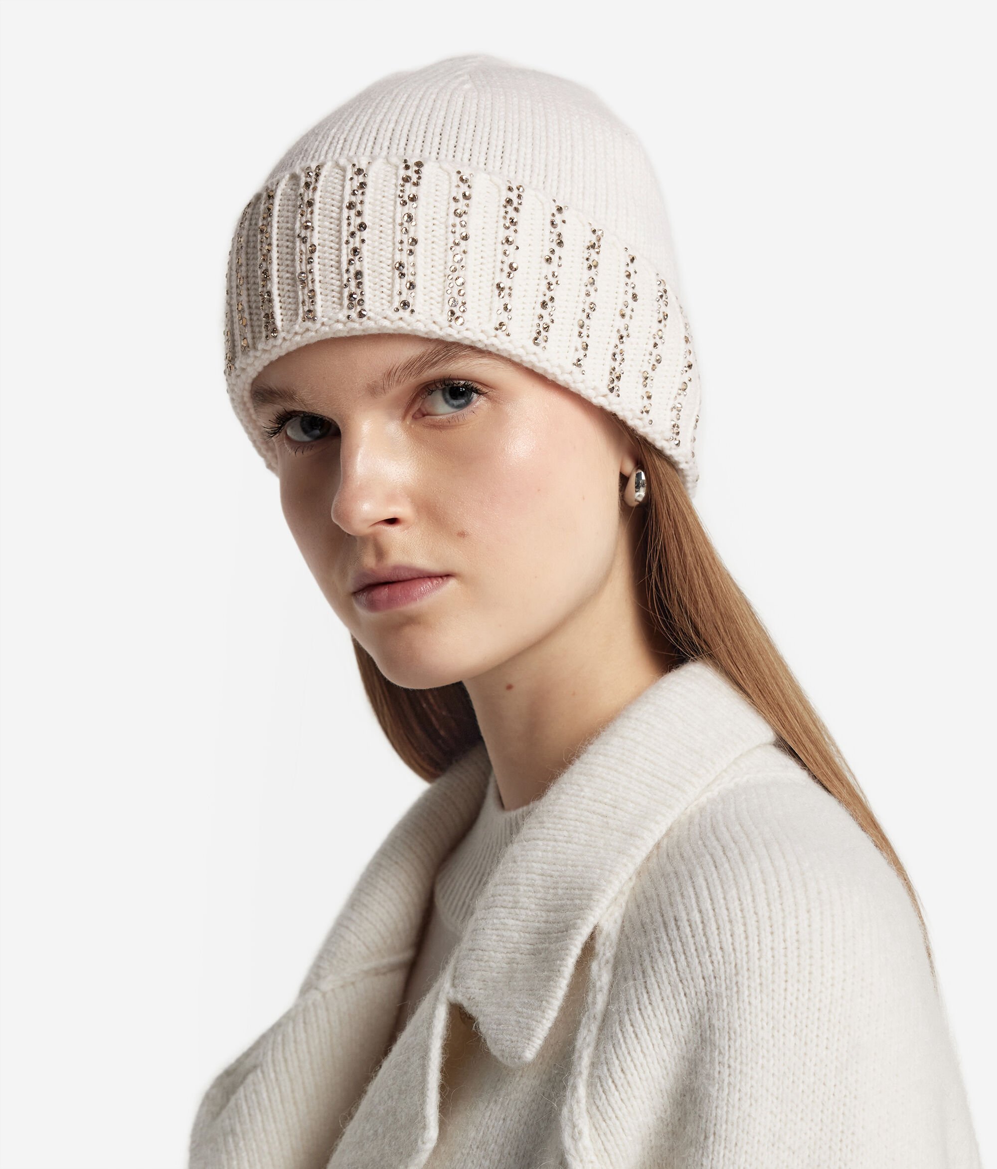 Bonnet à strass en cachemire