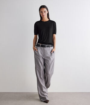 Silk round-neck T-shirt