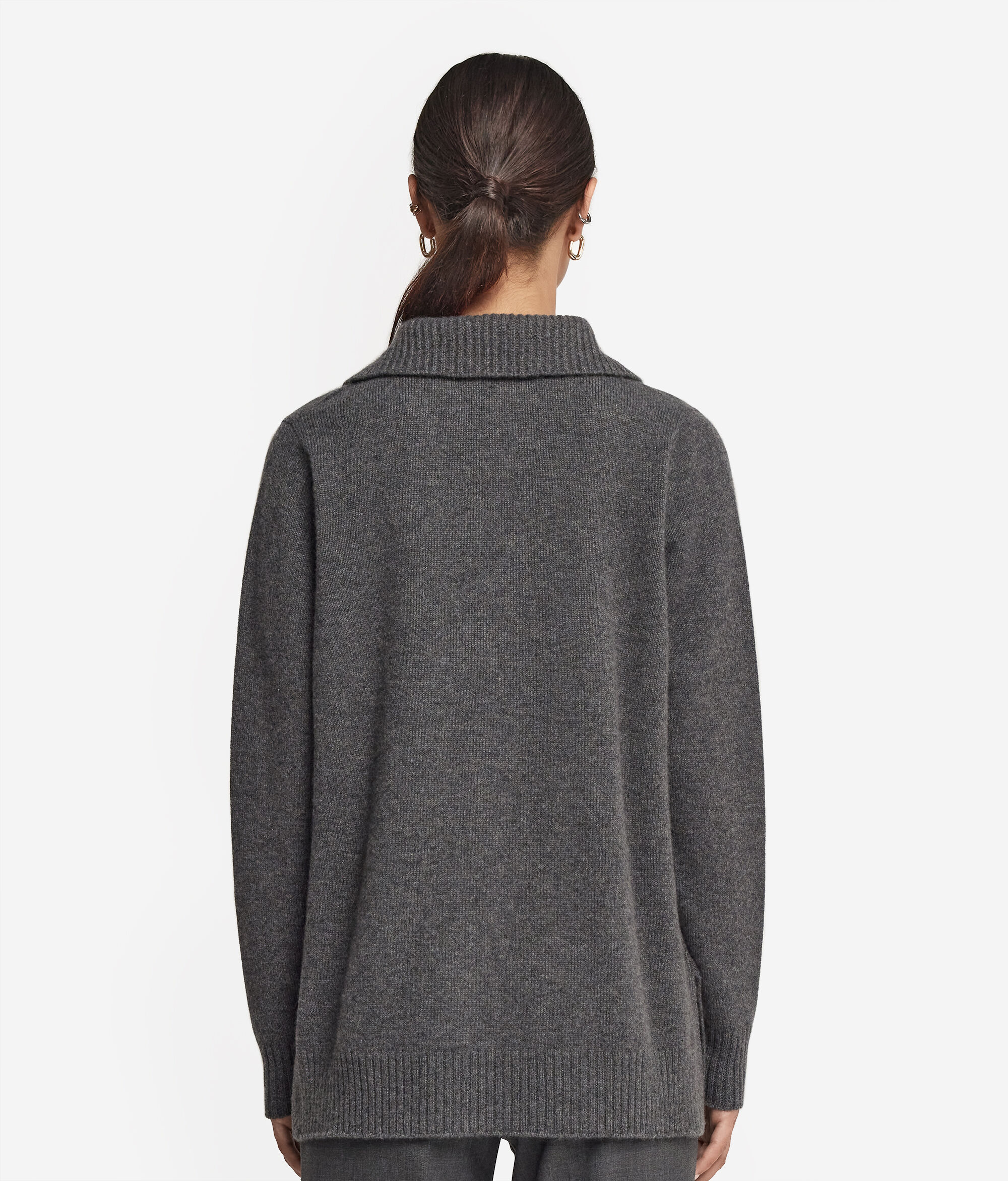 Ultrasoft Cashmere High-Neck Collar Jersey with Zip